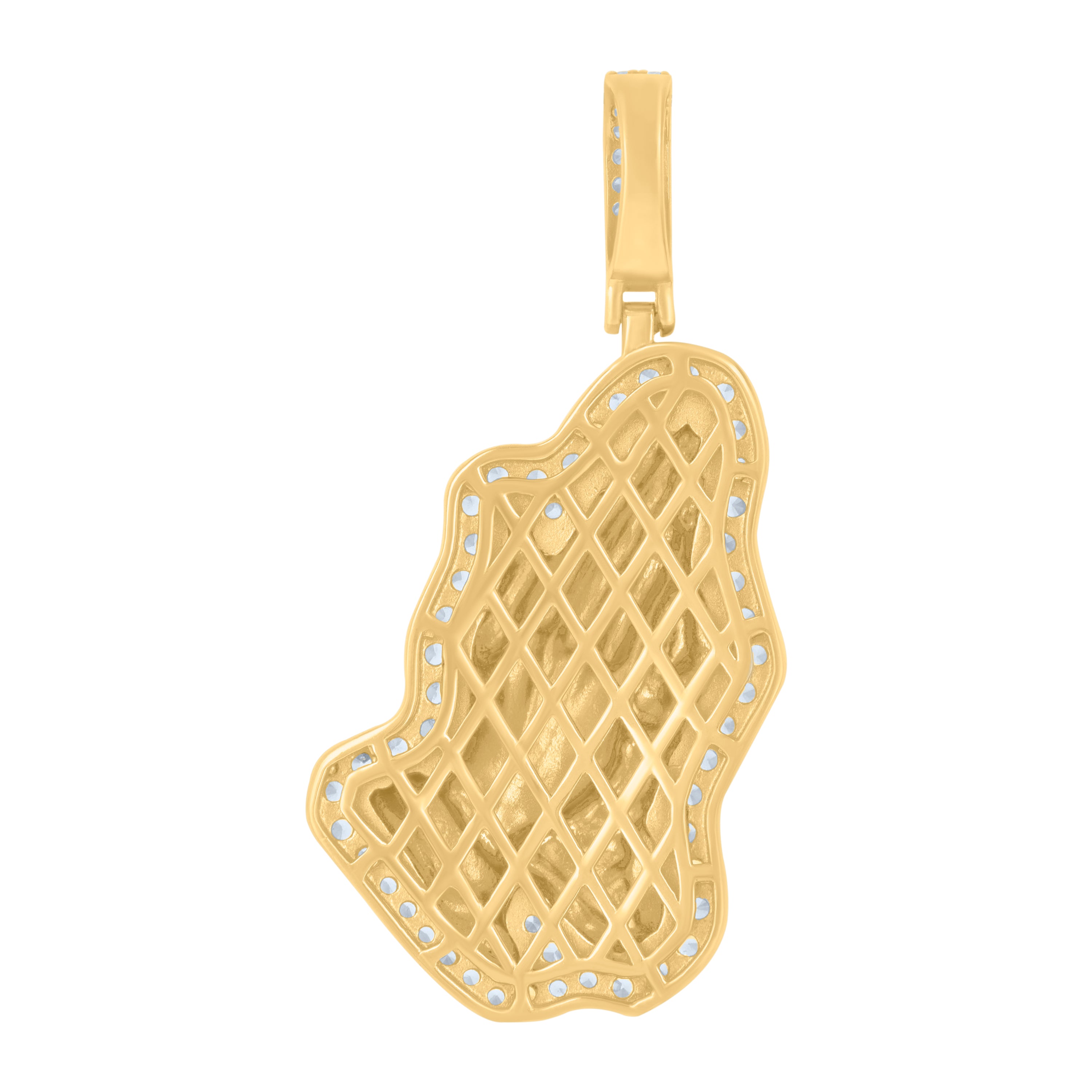 925 Sterling Silver Yellow-Tone Mens Cubic-Zirconia Praying Hands Symbol Religious Charm Pendant