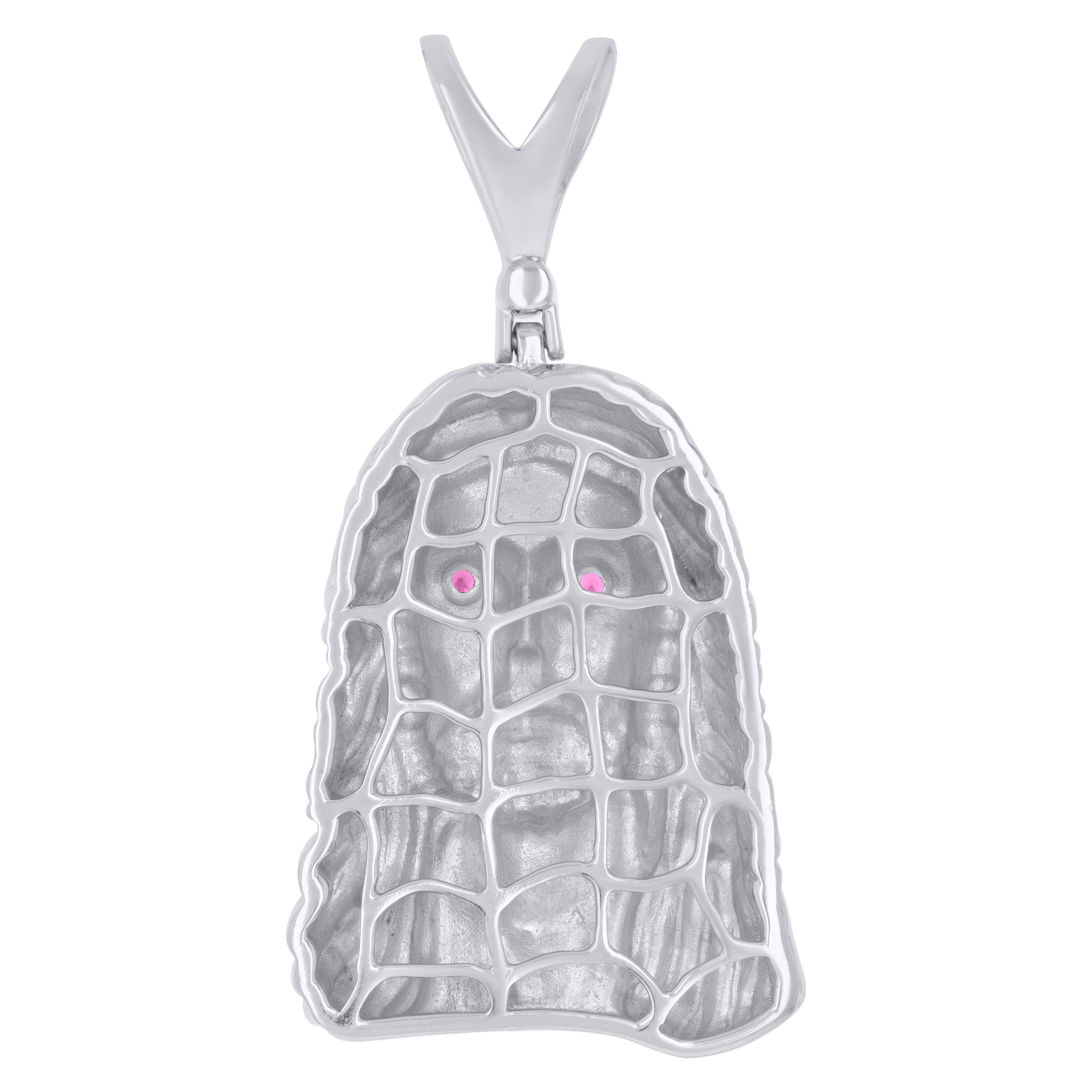 925 Sterling Silver Mens Purple Cubic-Zirconia Jesus Religious Charm Pendant