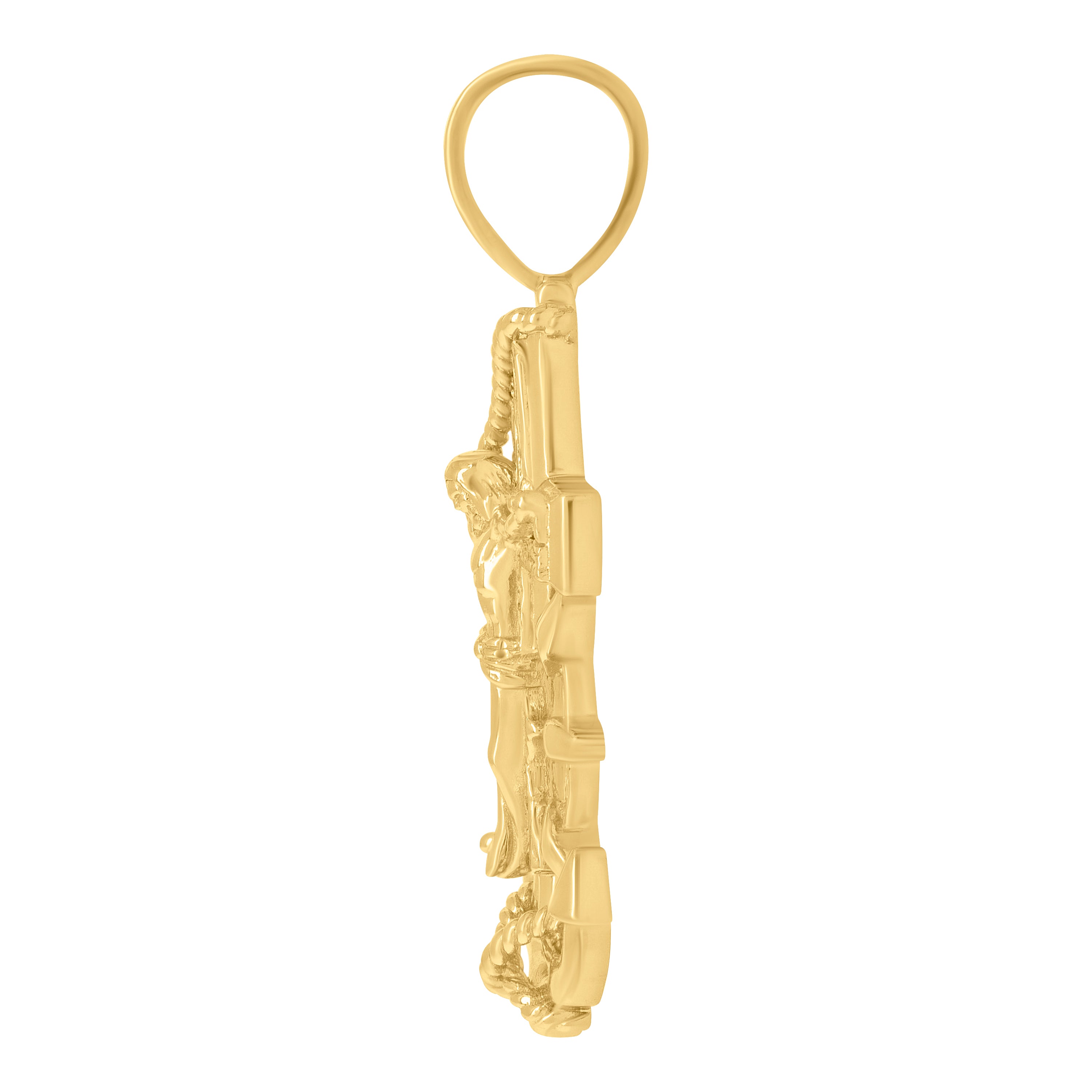 925 Sterling Silver Yellow-Tone Mens Anchor Crucifix Religious Charm Pendant