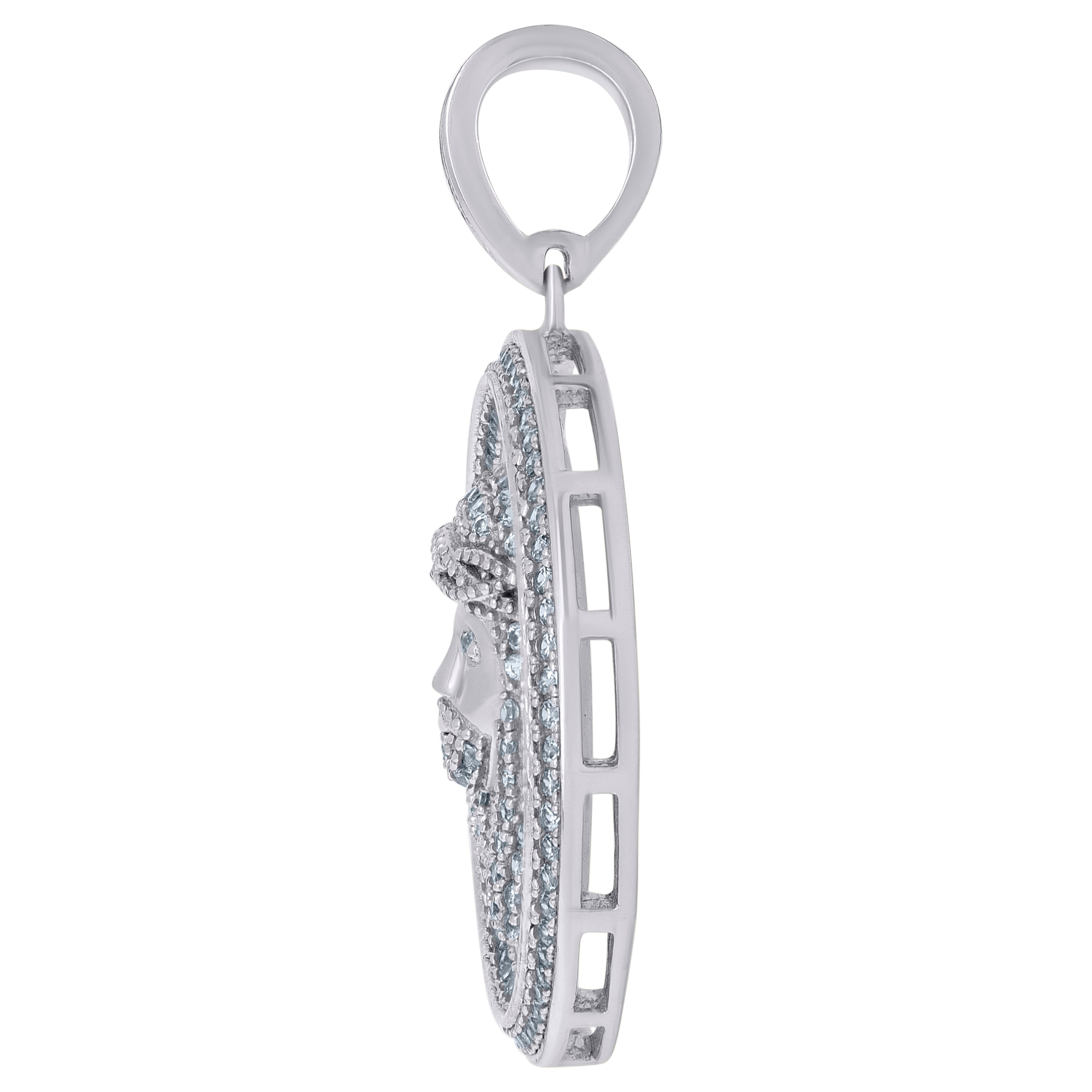 925 Sterling Silver Mens Cubic Zirconia Jesus Religious Charm Pendant