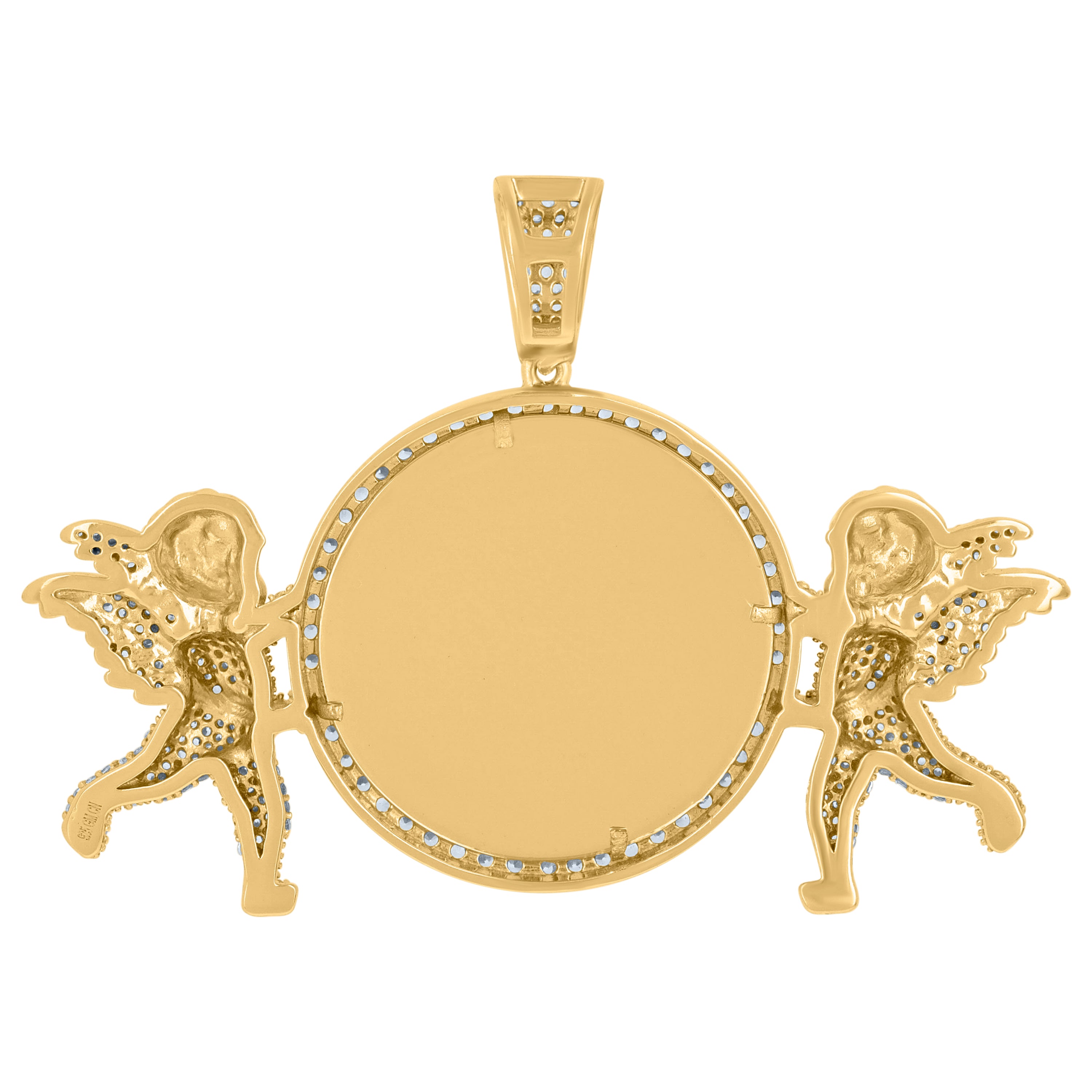 925 Sterling Silver Yellow-Tone Mens Cubic-Zirconia Angels Picture Frame Charm Pendant