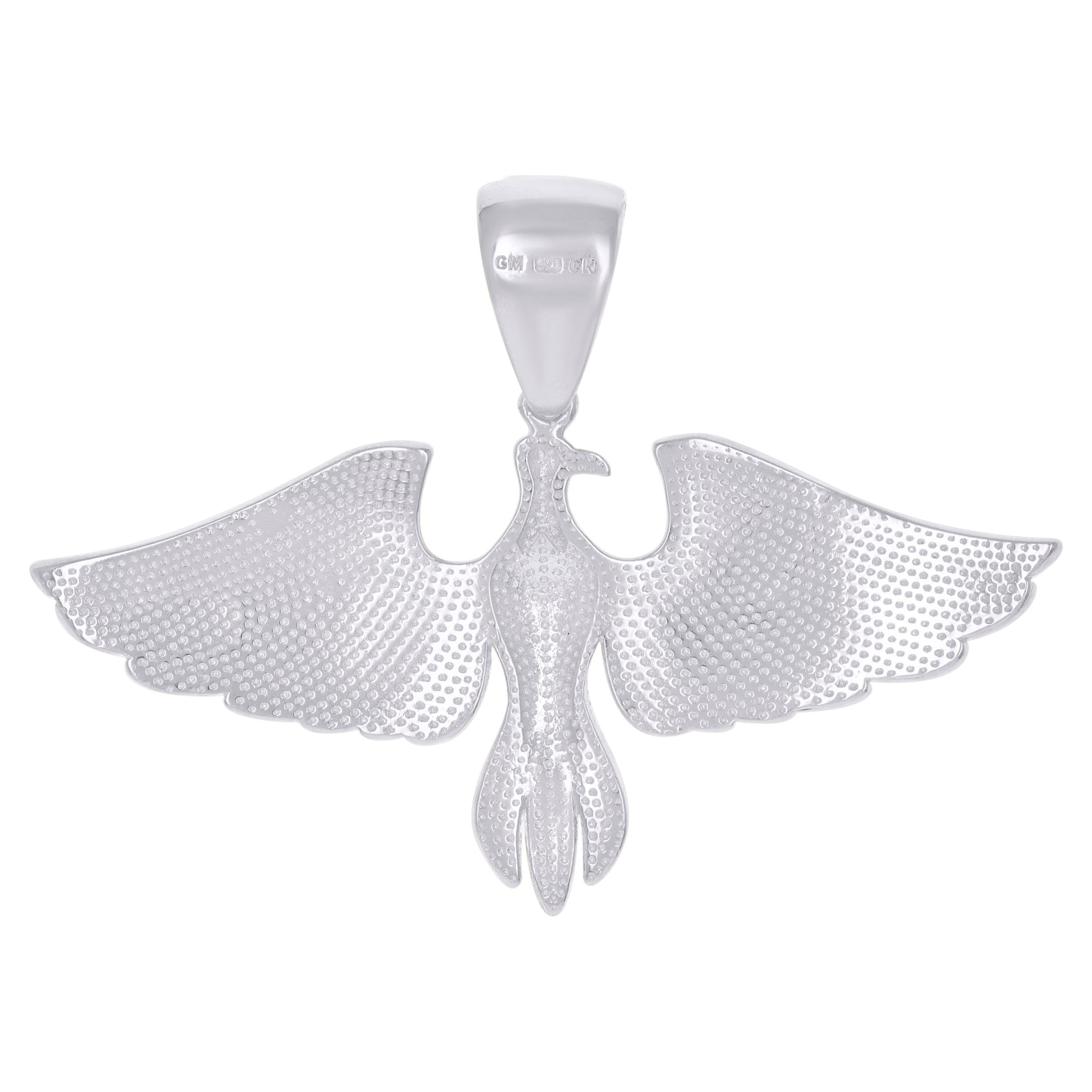 925 Sterling Silver Men Cubic-Zirconia Eagle Bird Patriotic Charm Pendant