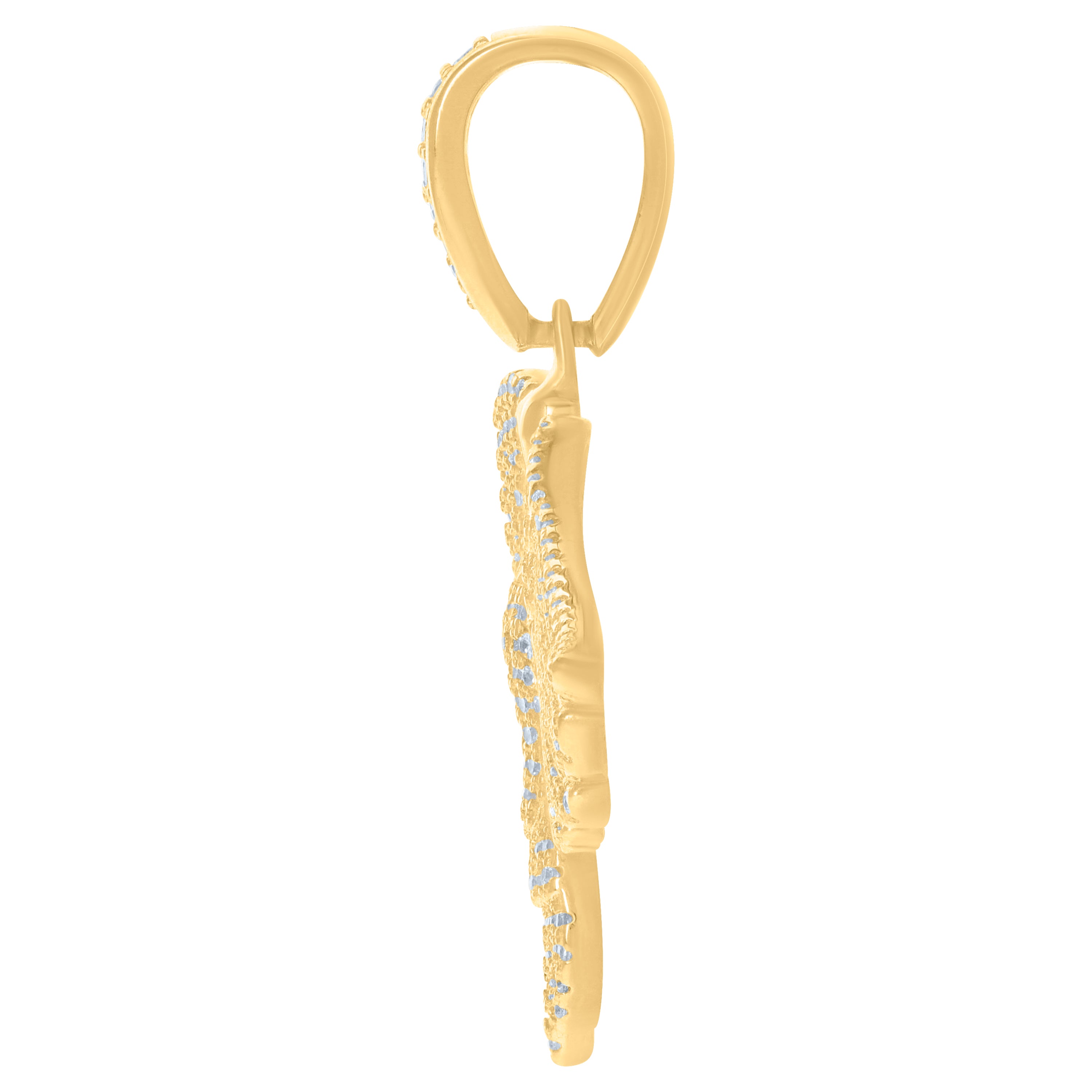 925 Sterling Silver Yellow-tone Men Cubic-Zirconia Eagle Bird Patriotic Charm Pendant