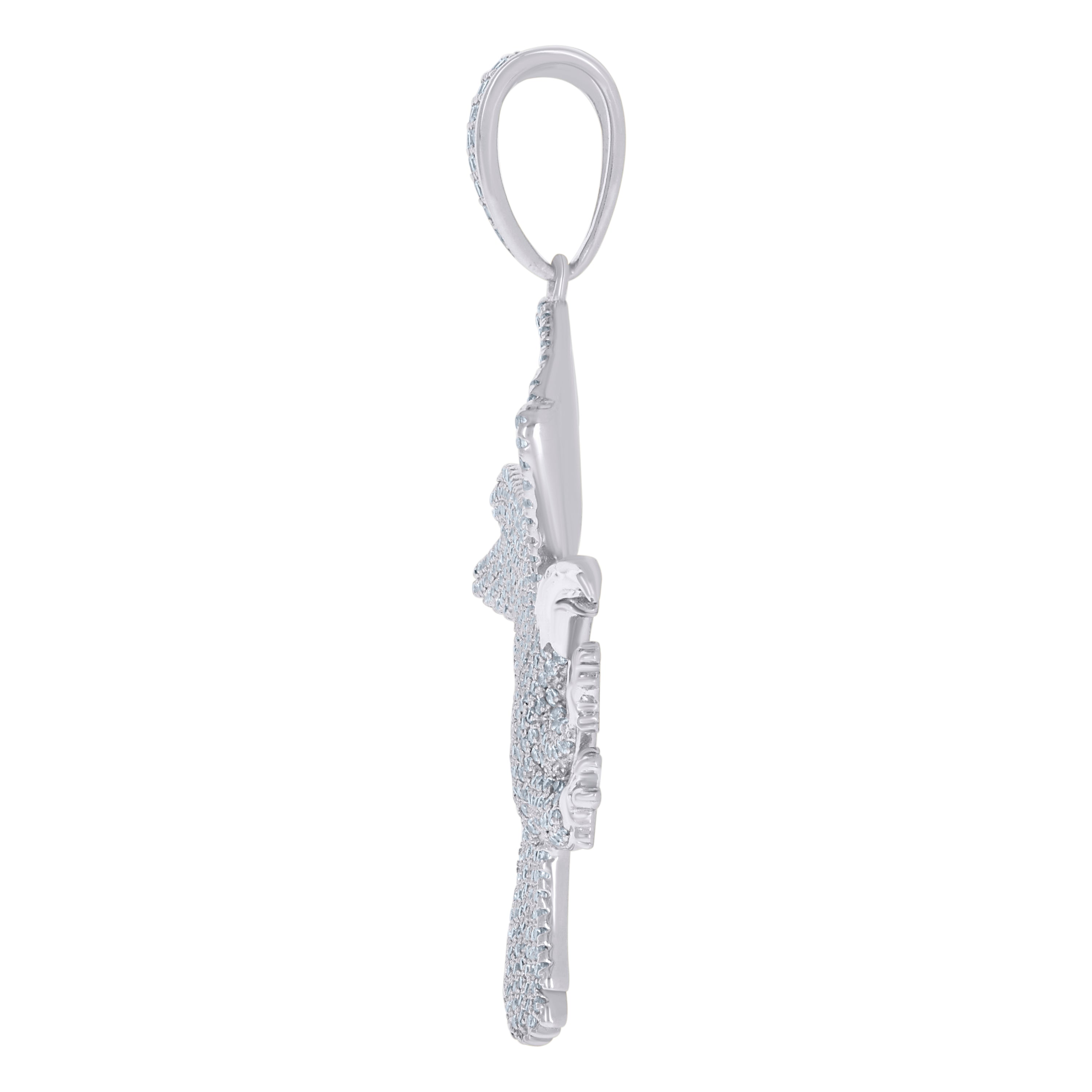 925 Sterling Silver Men Cubic-Zirconia Eagle Bird Patriotic Charm Pendant