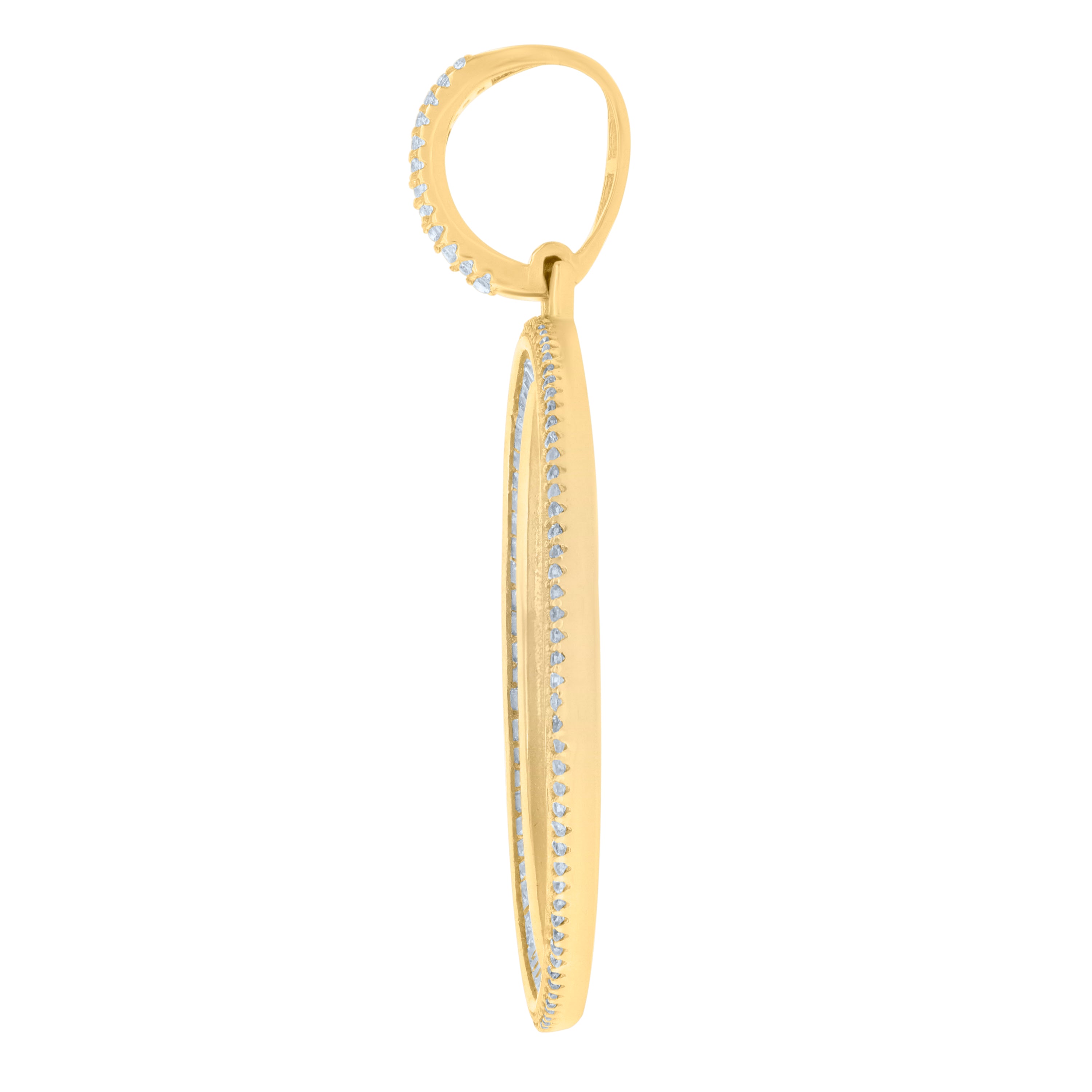 925 Sterling Silver Yellow-Tone Men Baguette Round Cubic-Zirconia Picture Frame Charm Pendant