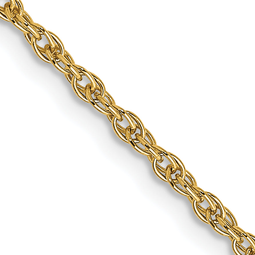 14K 16 inch Carded 1.55mm Cable Rope with Spring Ring Clasp Chain