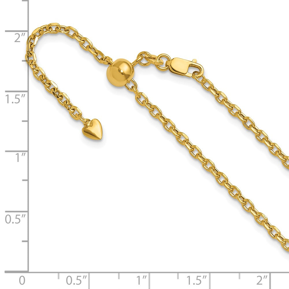 14K Adjustable 2.5Mm Semi-Solid D/C Cable Chain