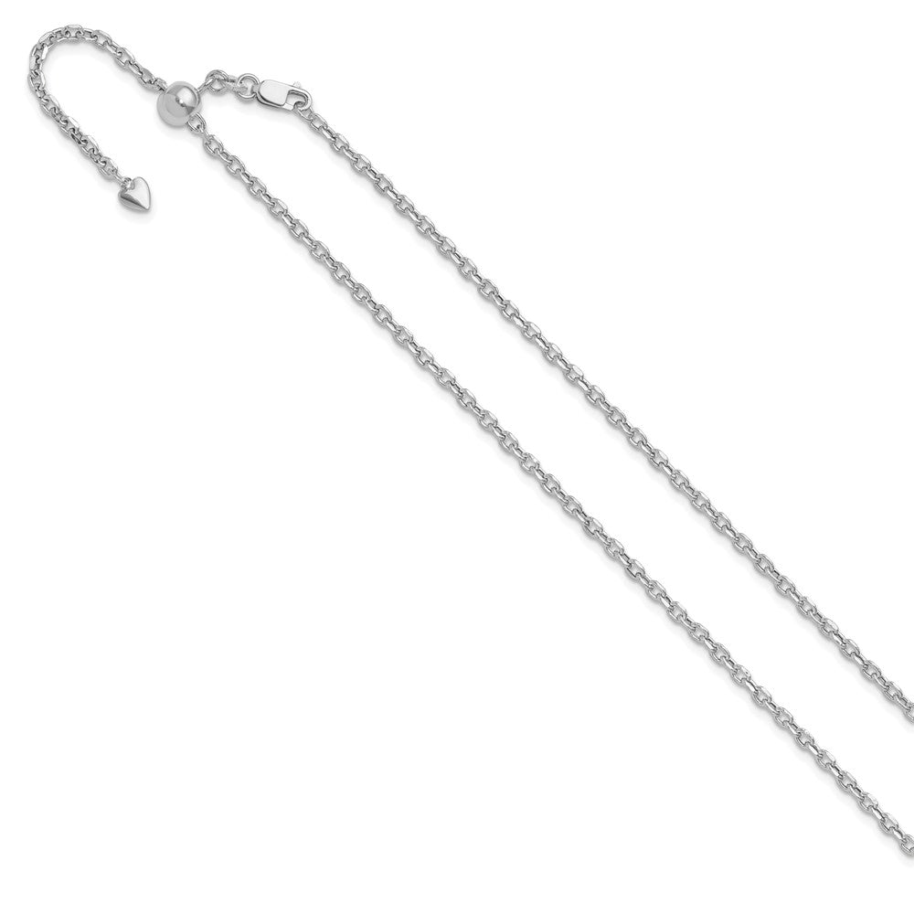 14K White Gold Adjustable 2.5Mm Semi-Solid D/C Cable Chain