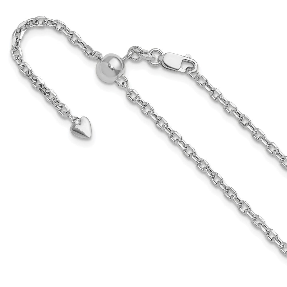 14K White Gold Adjustable 2.5Mm Semi-Solid D/C Cable Chain