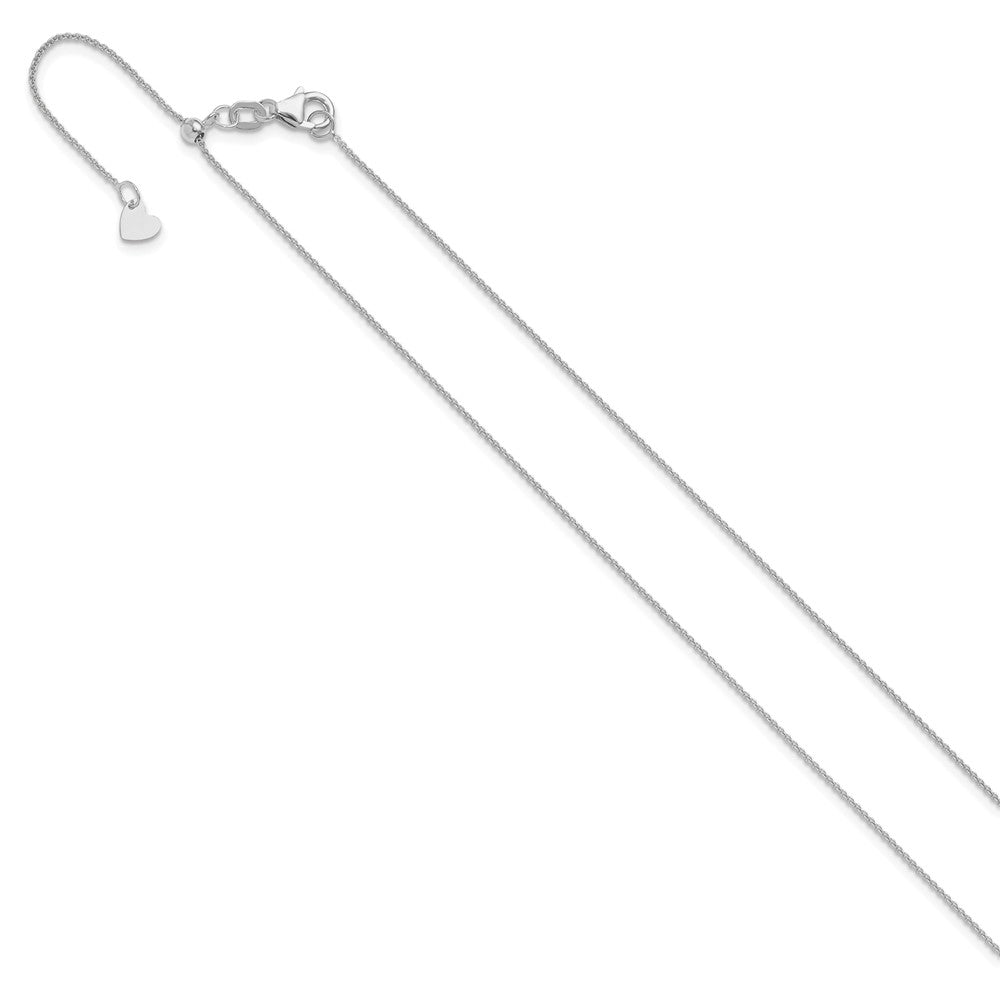 14K White Gold Adjustable .7Mm Round Cable Chain