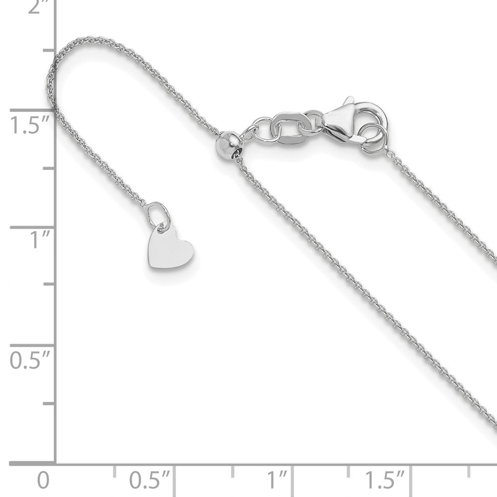 14K White Gold Adjustable .7Mm Round Cable Chain