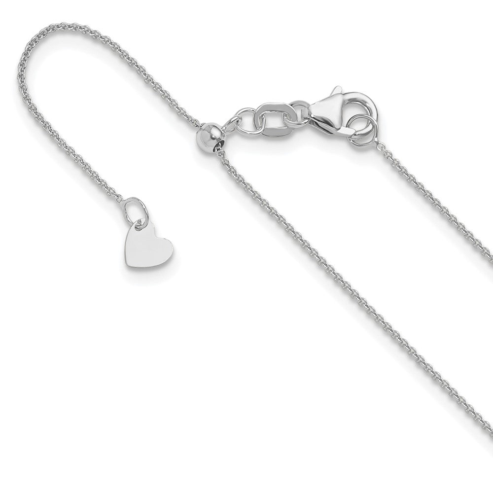 14K White Gold Adjustable .7Mm Round Cable Chain