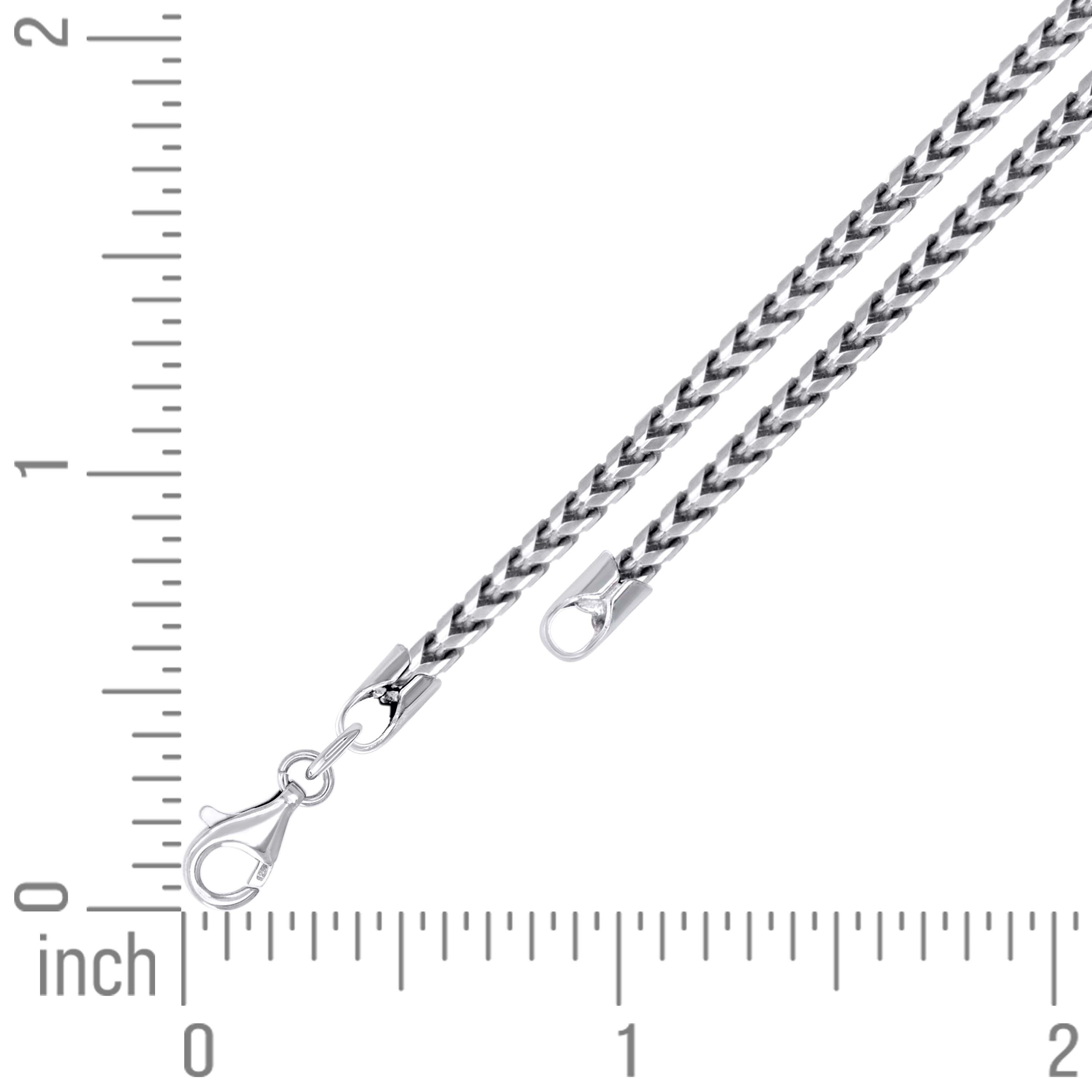 925 Silver Solid Franco Chain Rhodium 030 0.5mm