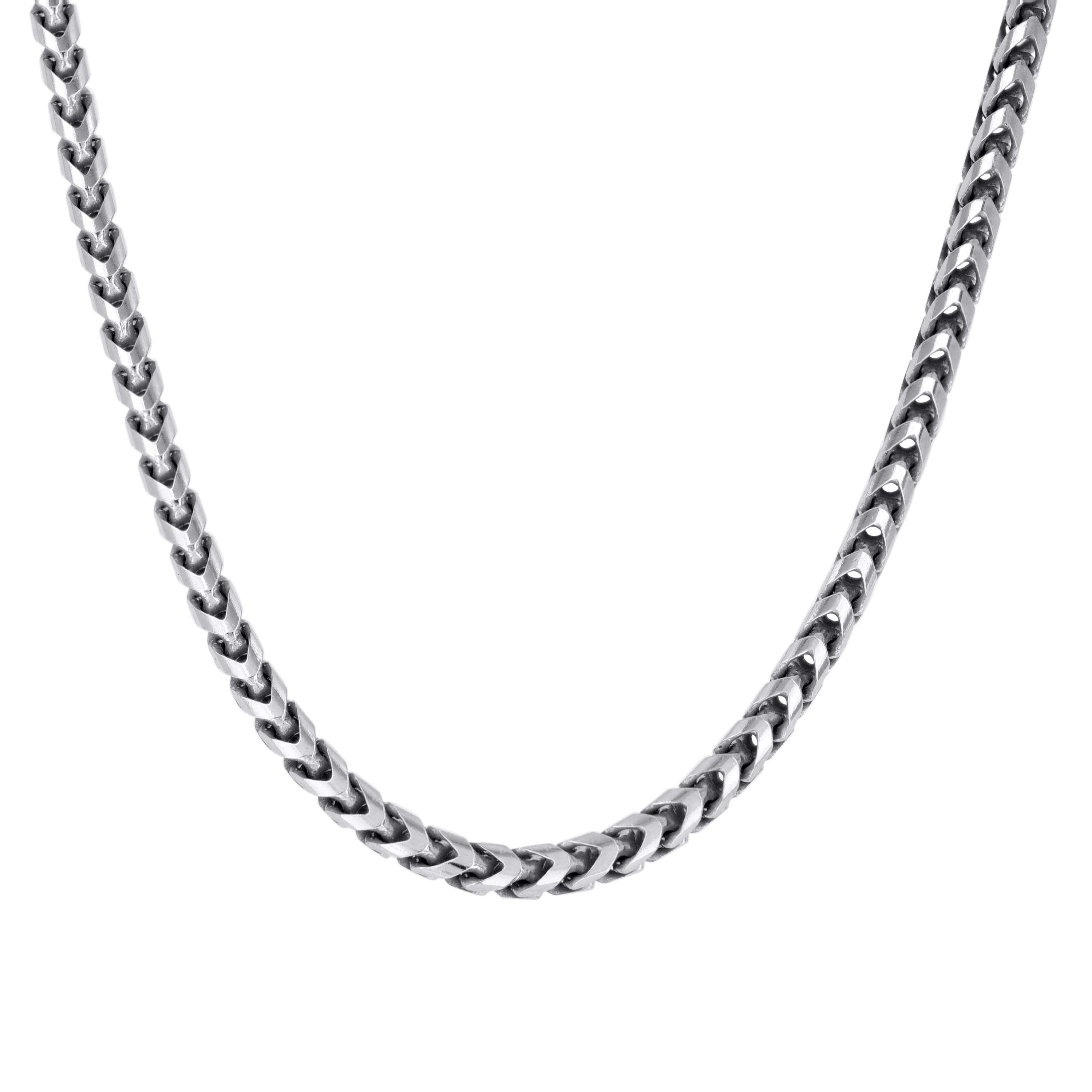 925 Silver Solid Franco Chain Rhodium 030 0.5mm
