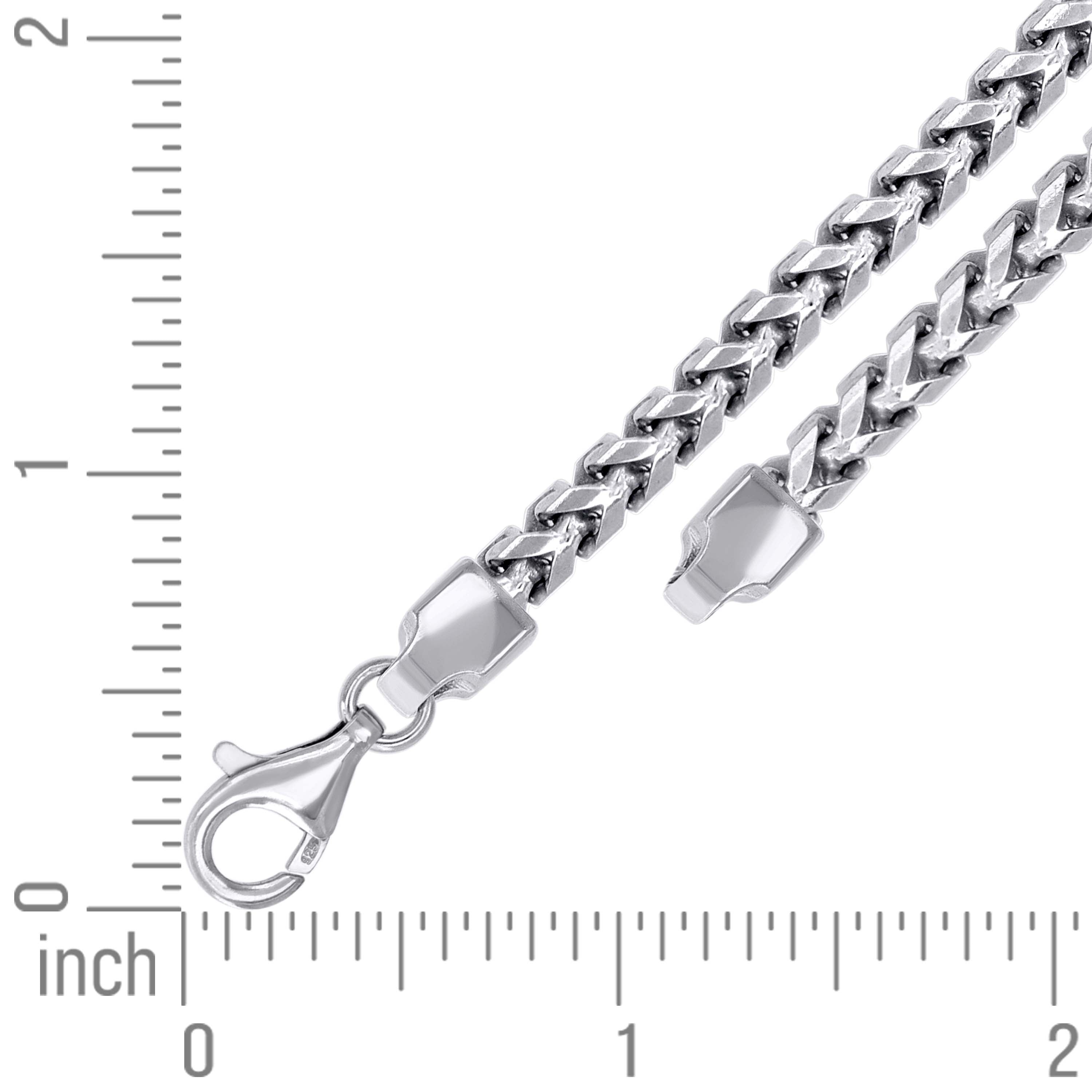 925 Silver Solid Franco Chain Rhodium 030 0.5mm