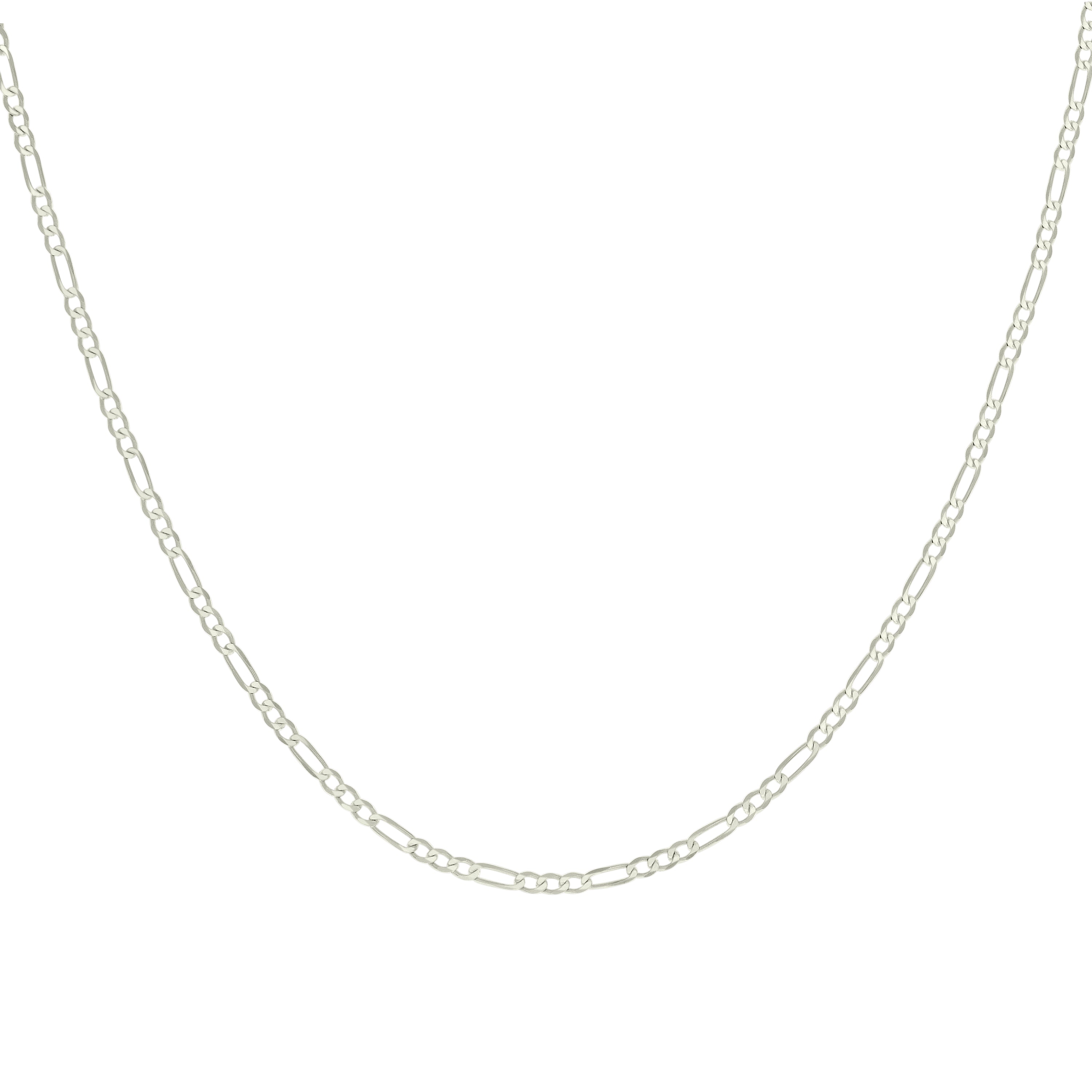 925 Sterling Silver Super Flat Figaro Chain Rhodium Plated 060 2.3mm