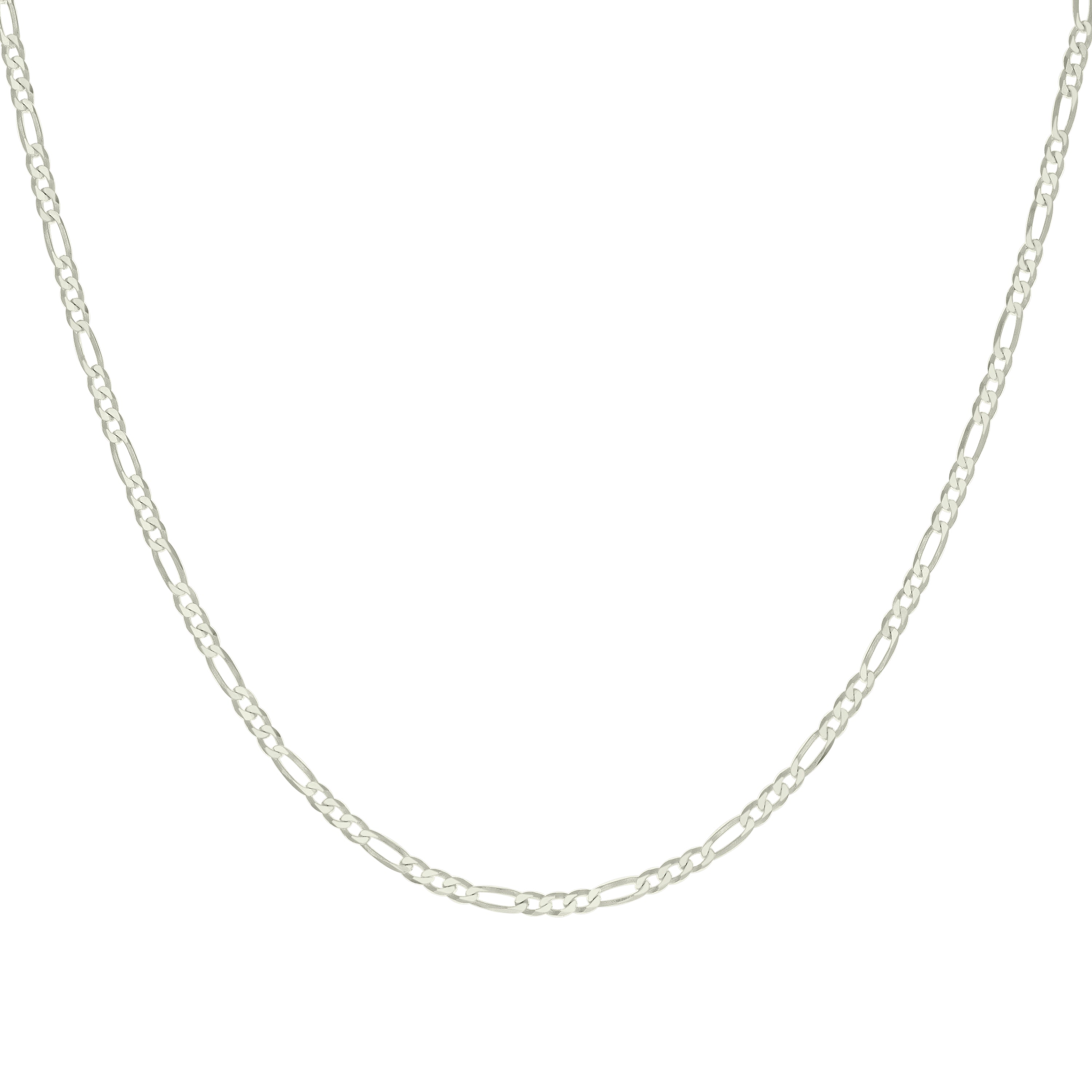 925 Sterling Silver Super Flat Figaro Chain Rhodium Plated 060 2.3mm