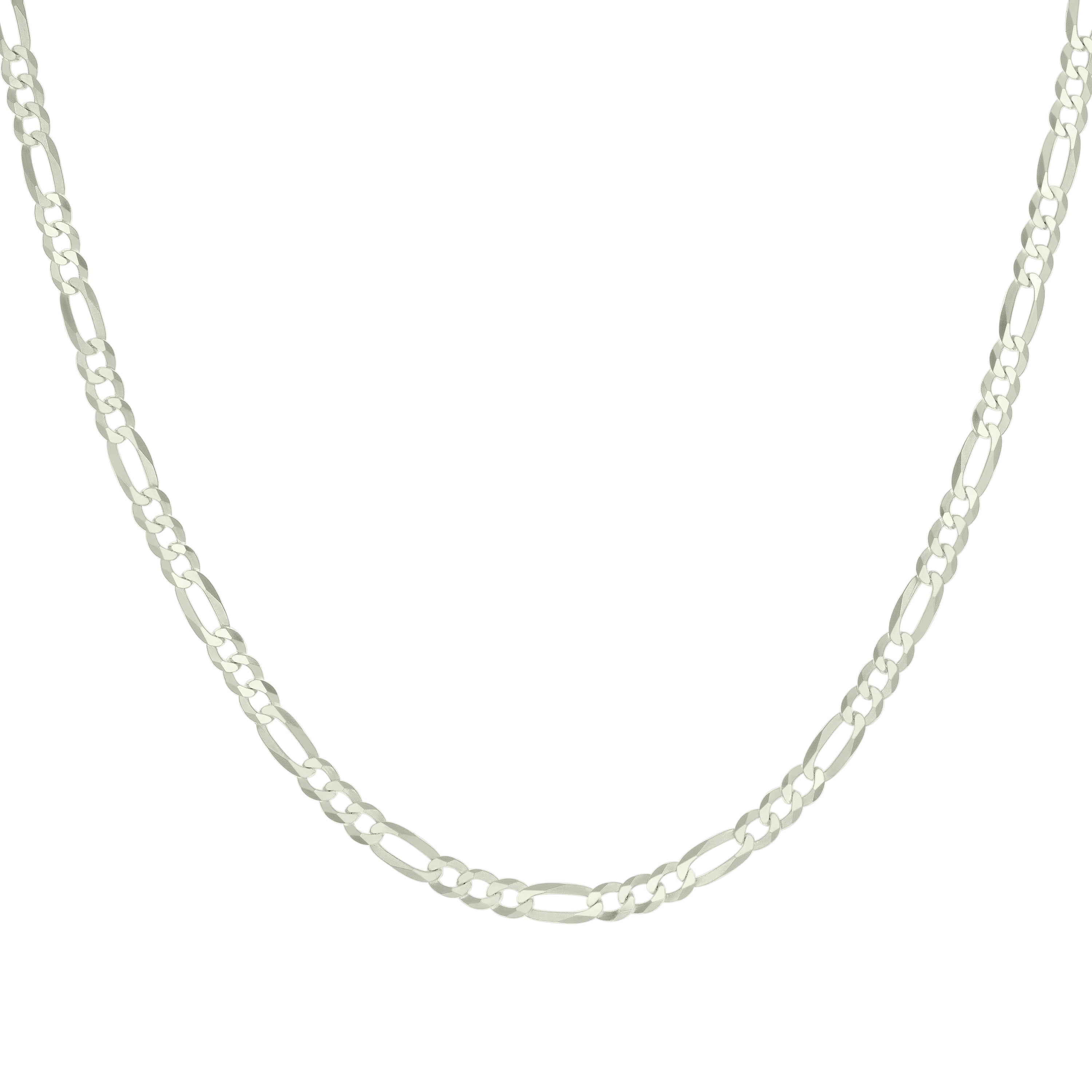 925 Sterling Silver Super Flat Figaro Chain Rhodium Plated 060 2.3mm