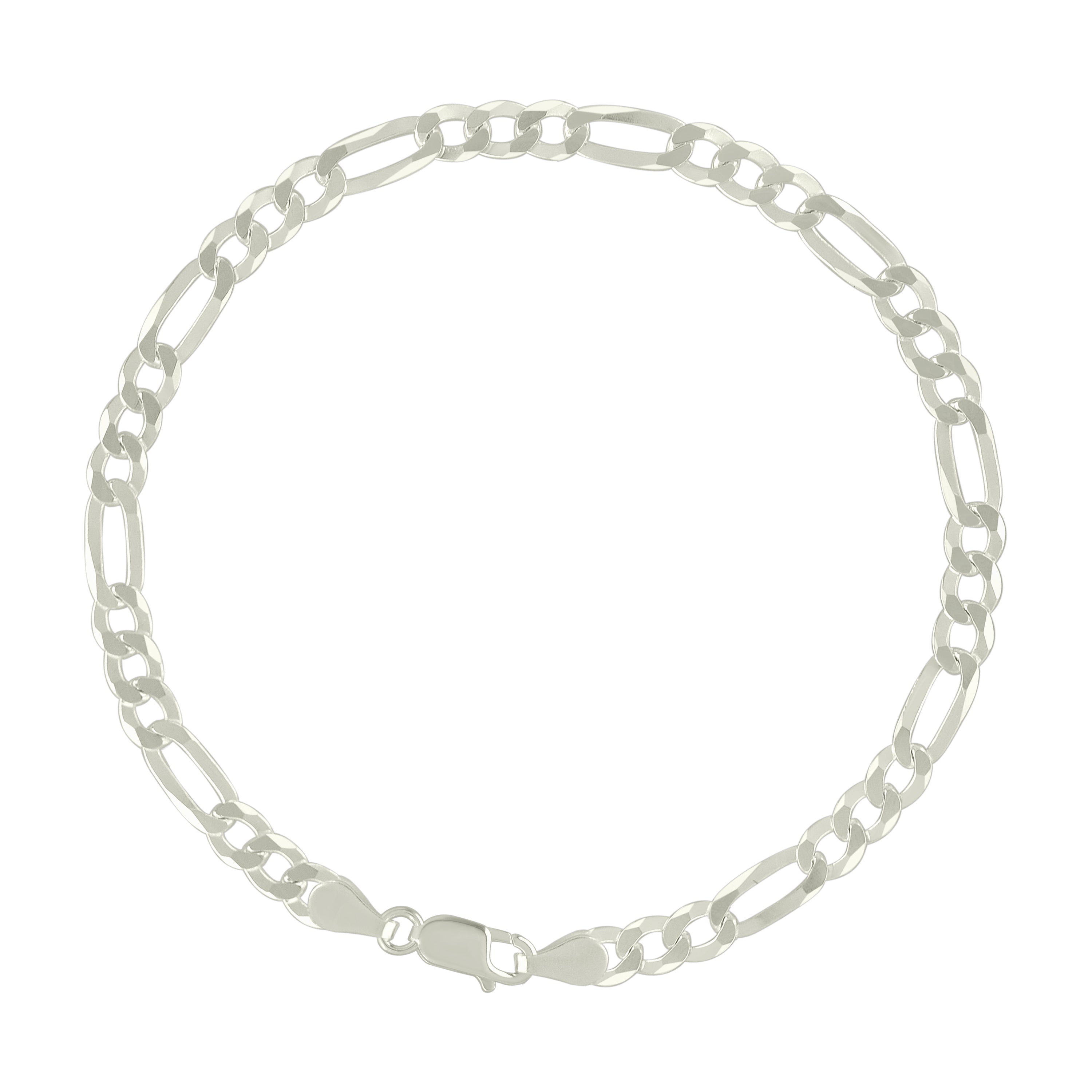 925 Sterling Silver Super Flat Figaro Chain Rhodium Plated 060 2.3mm