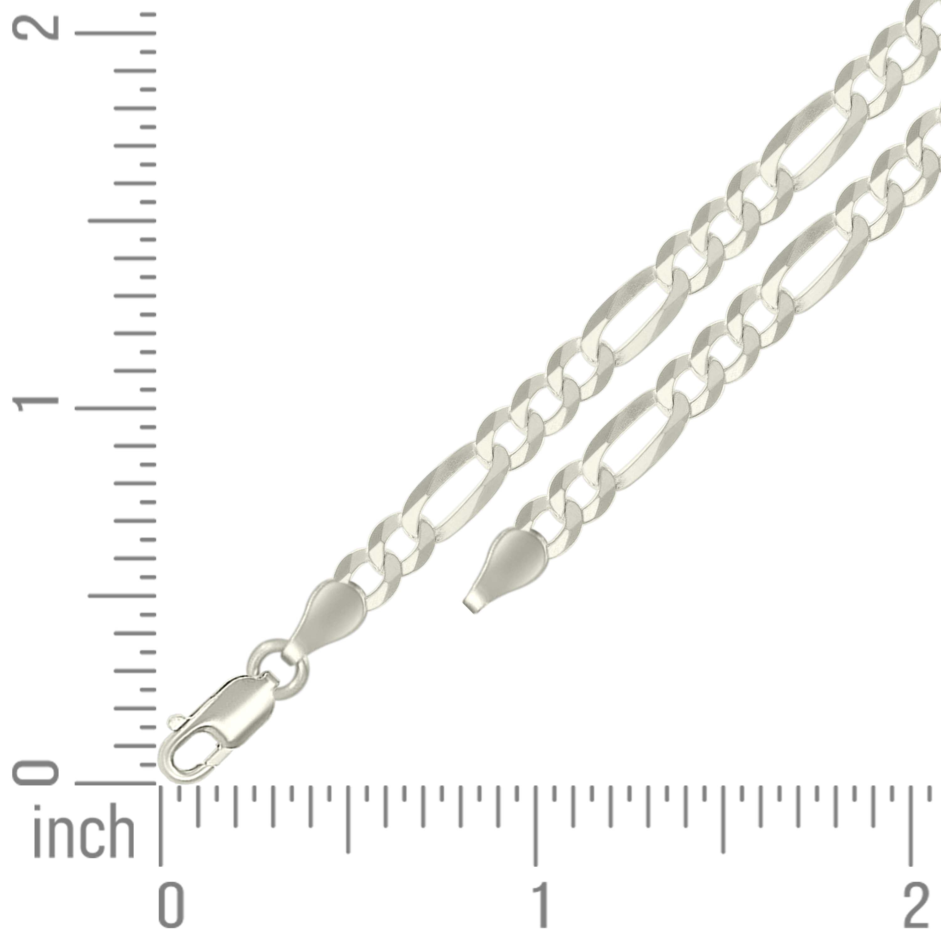 925 Sterling Silver Super Flat Figaro Chain Rhodium Plated 060 2.3mm