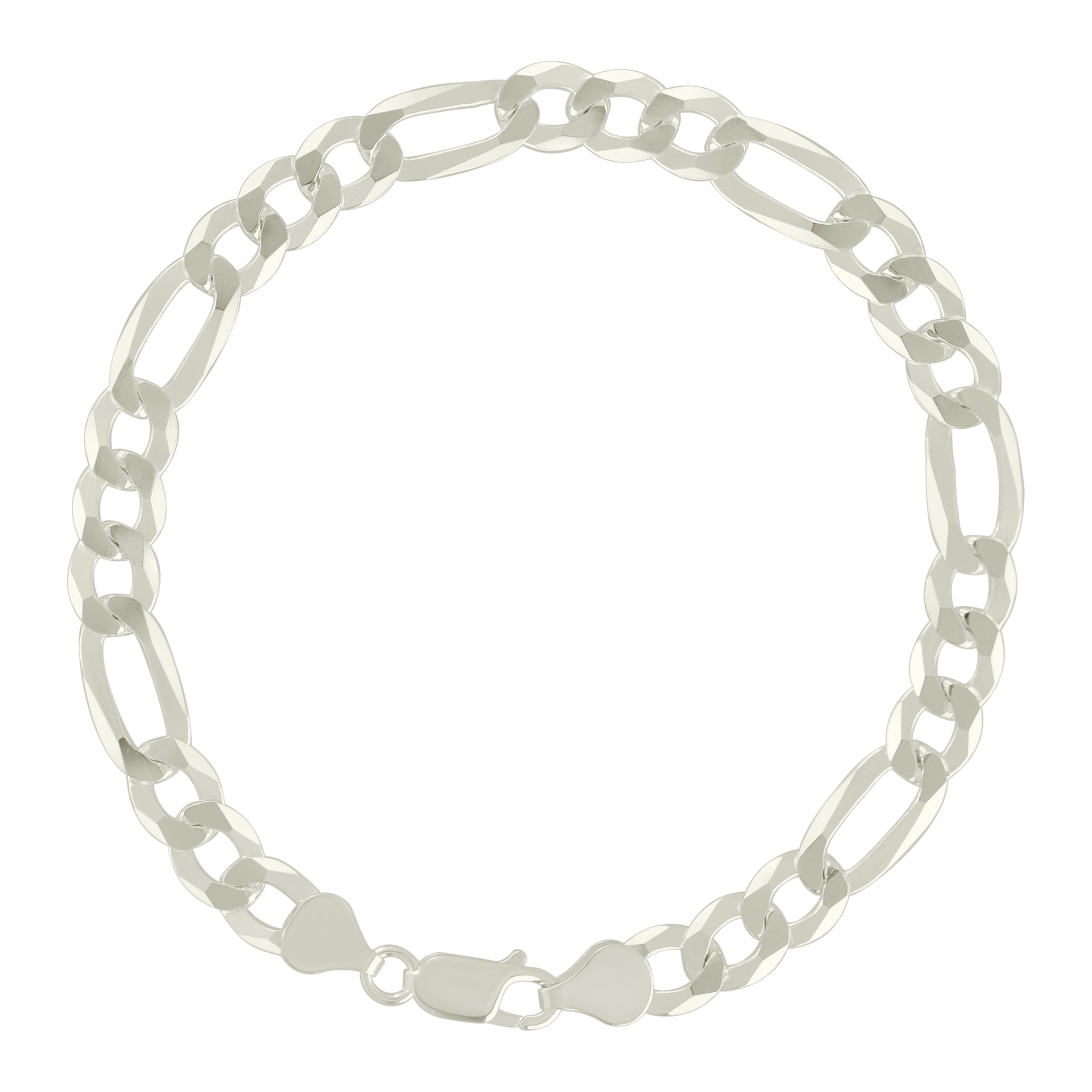 925 Sterling Silver Super Flat Figaro Chain Rhodium Plated 060 2.3mm