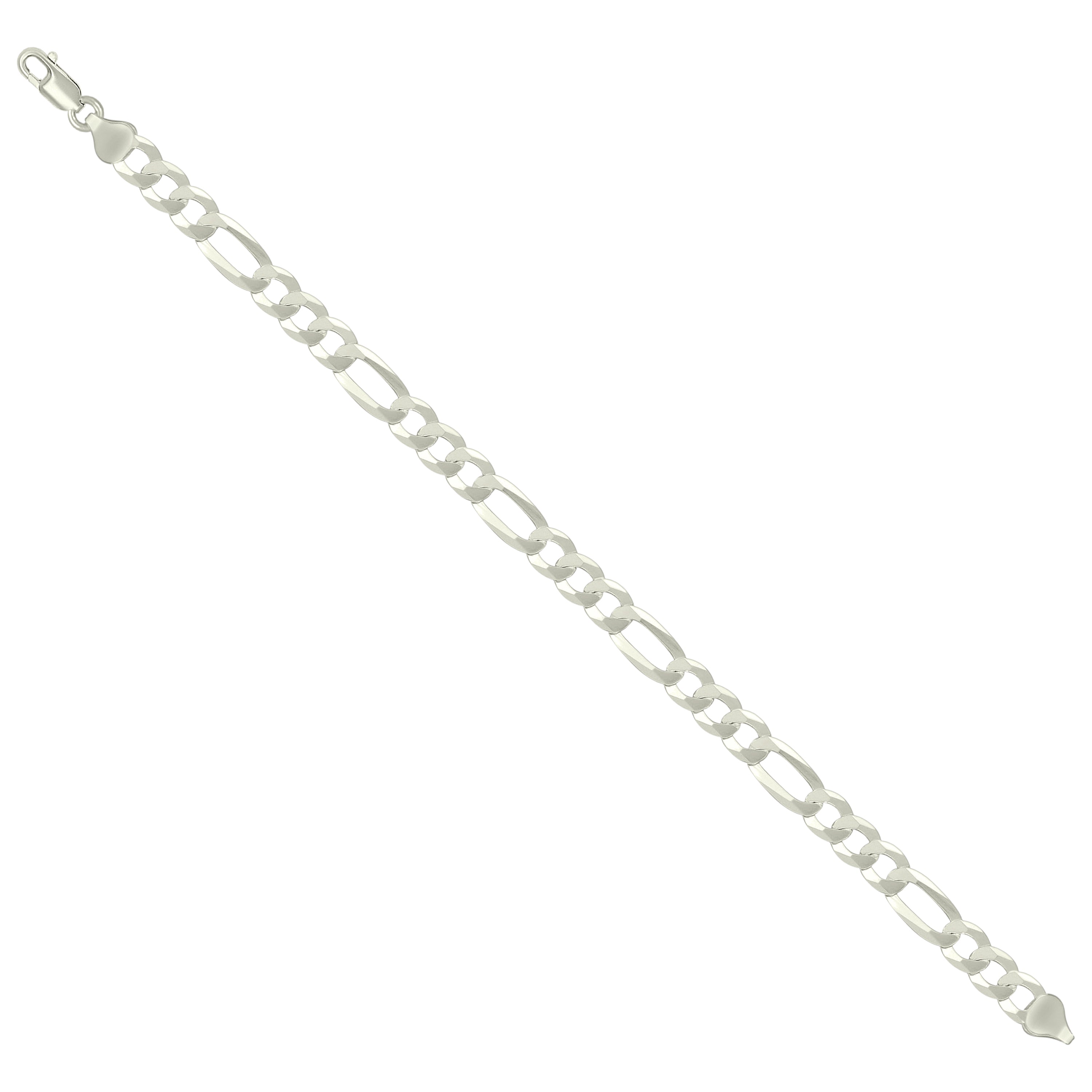 925 Sterling Silver Super Flat Figaro Chain Rhodium Plated 060 2.3mm