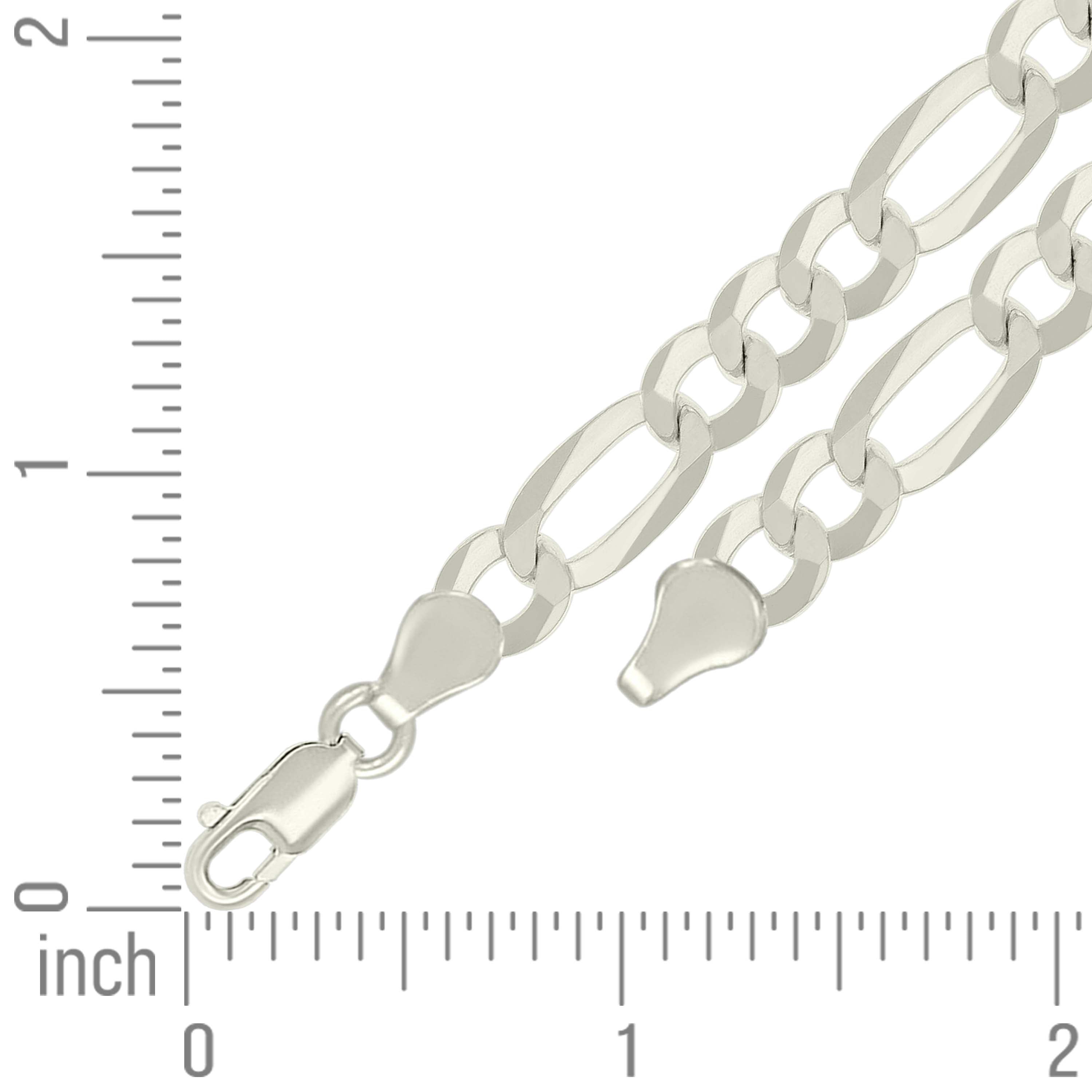 925 Sterling Silver Super Flat Figaro Chain Rhodium Plated 060 2.3mm
