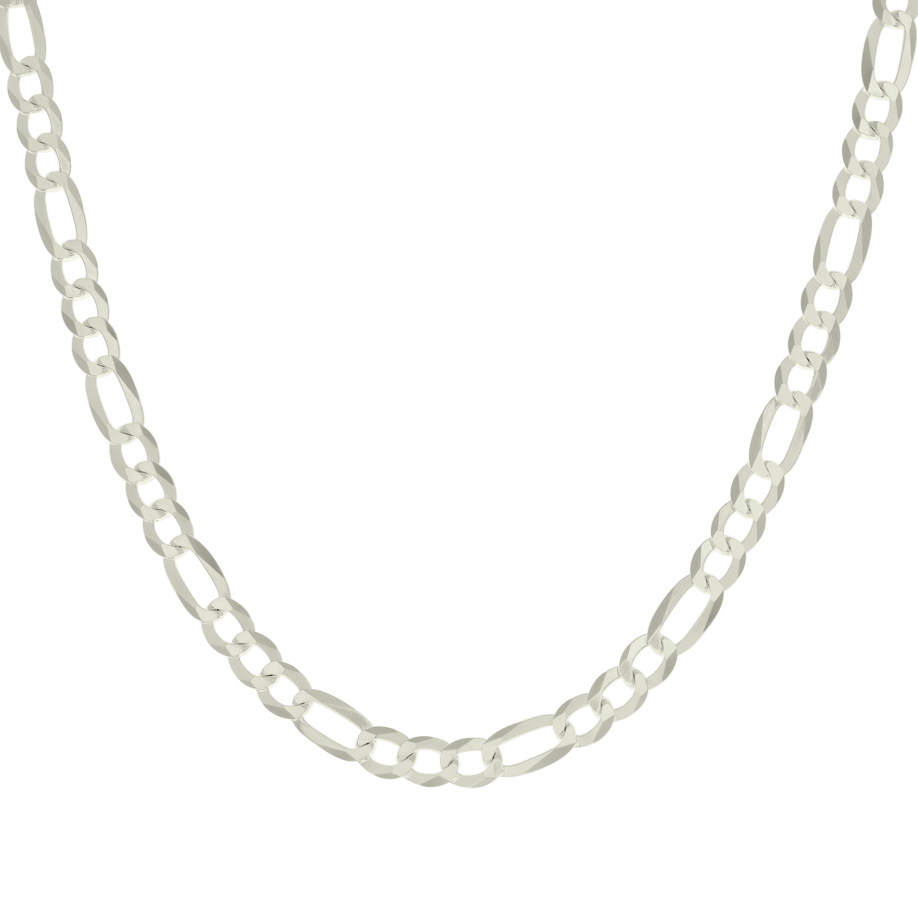 925 Sterling Silver Super Flat Figaro Chain Rhodium Plated 060 2.3mm