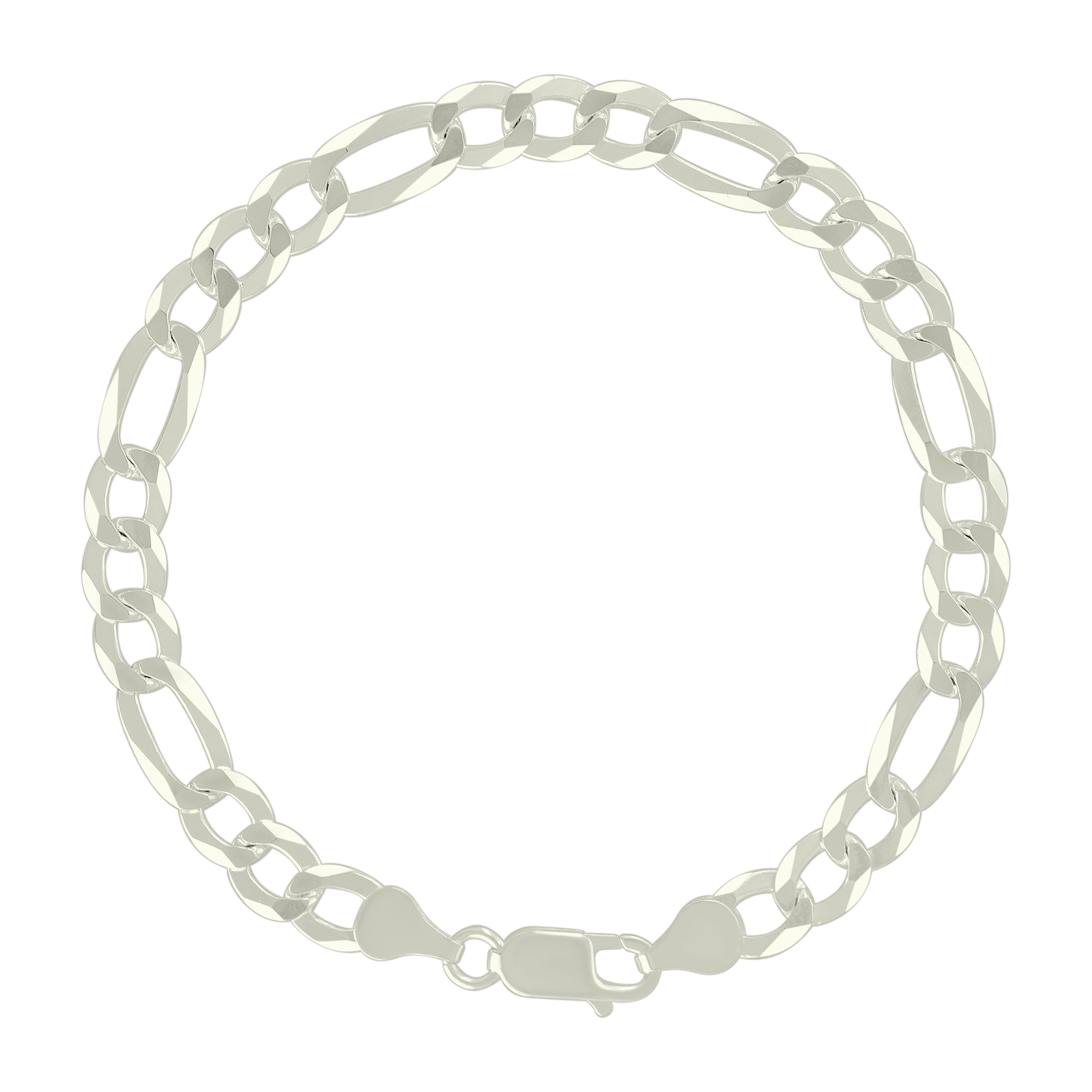 925 Sterling Silver Super Flat Figaro Chain Rhodium Plated 060 2.3mm