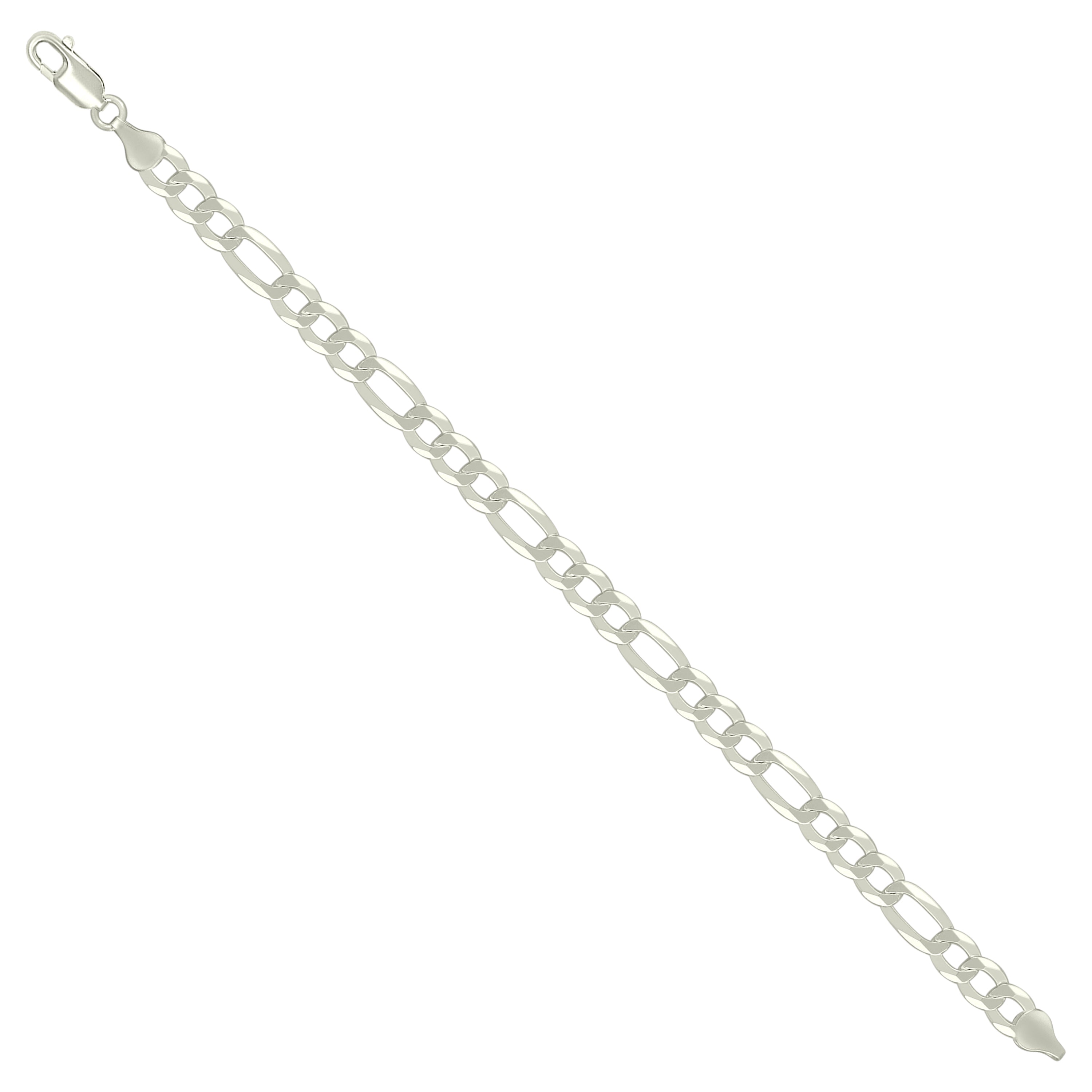 925 Sterling Silver Super Flat Figaro Chain Rhodium Plated 060 2.3mm