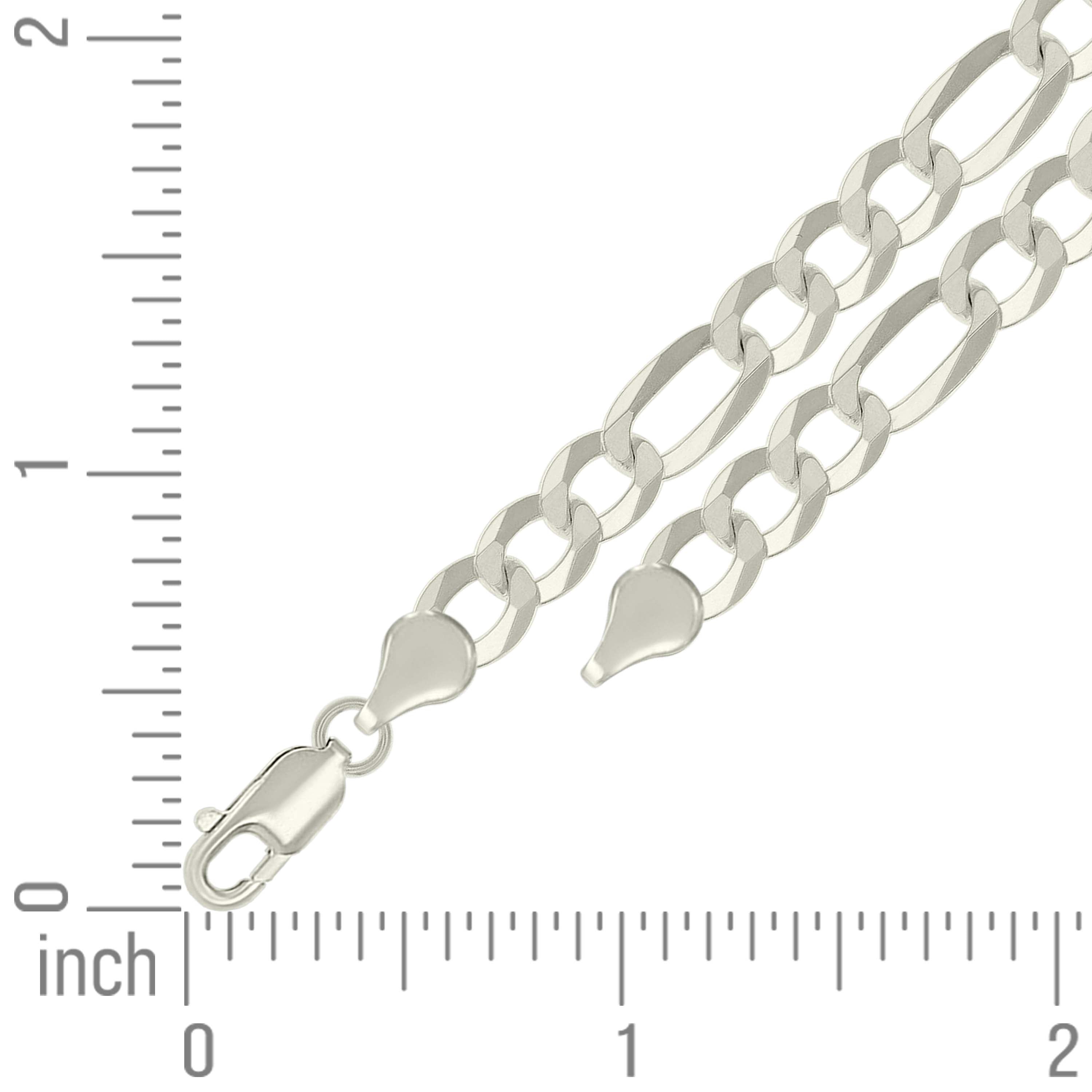 925 Sterling Silver Super Flat Figaro Chain Rhodium Plated 060 2.3mm