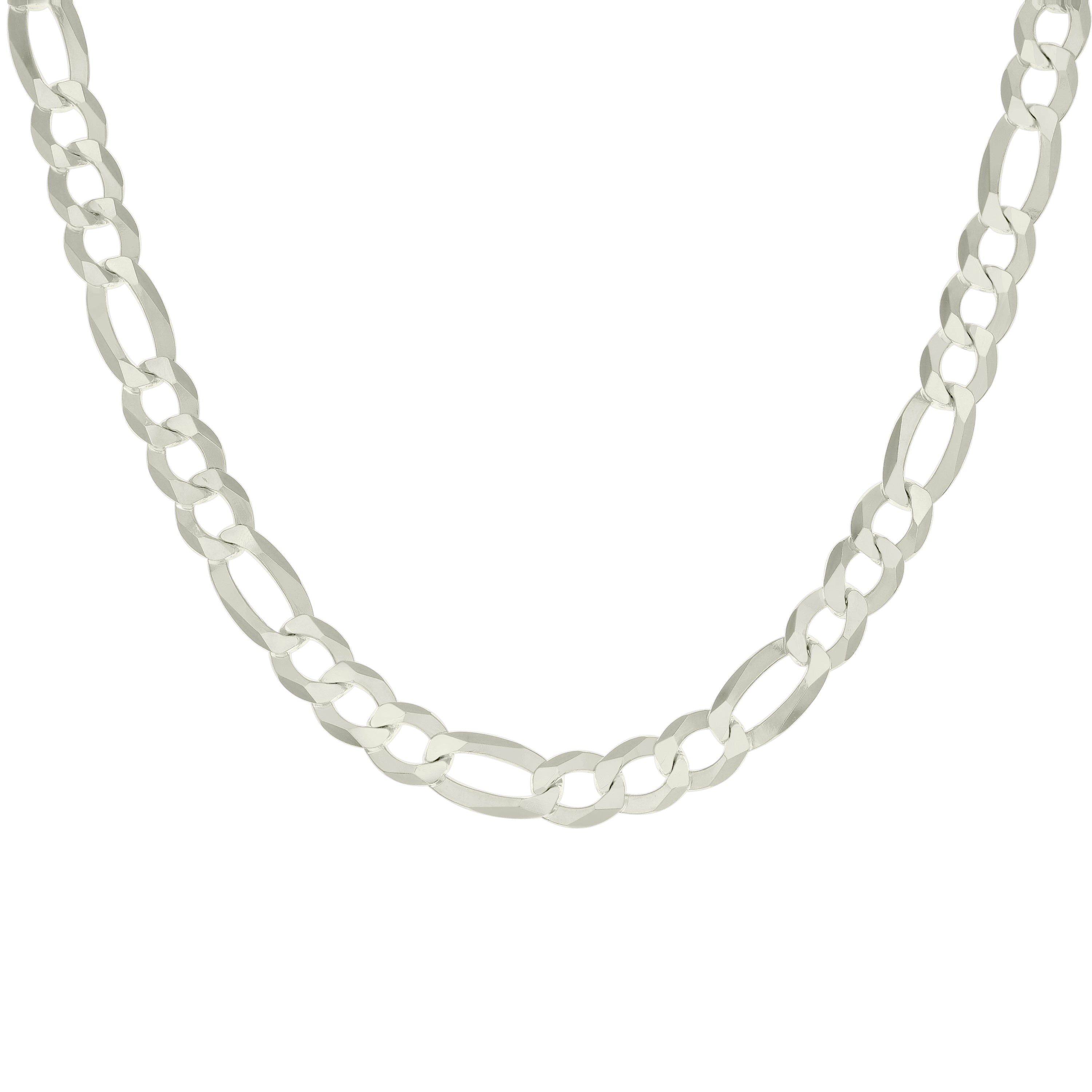 925 Sterling Silver Super Flat Figaro Chain Rhodium Plated 060 2.3mm