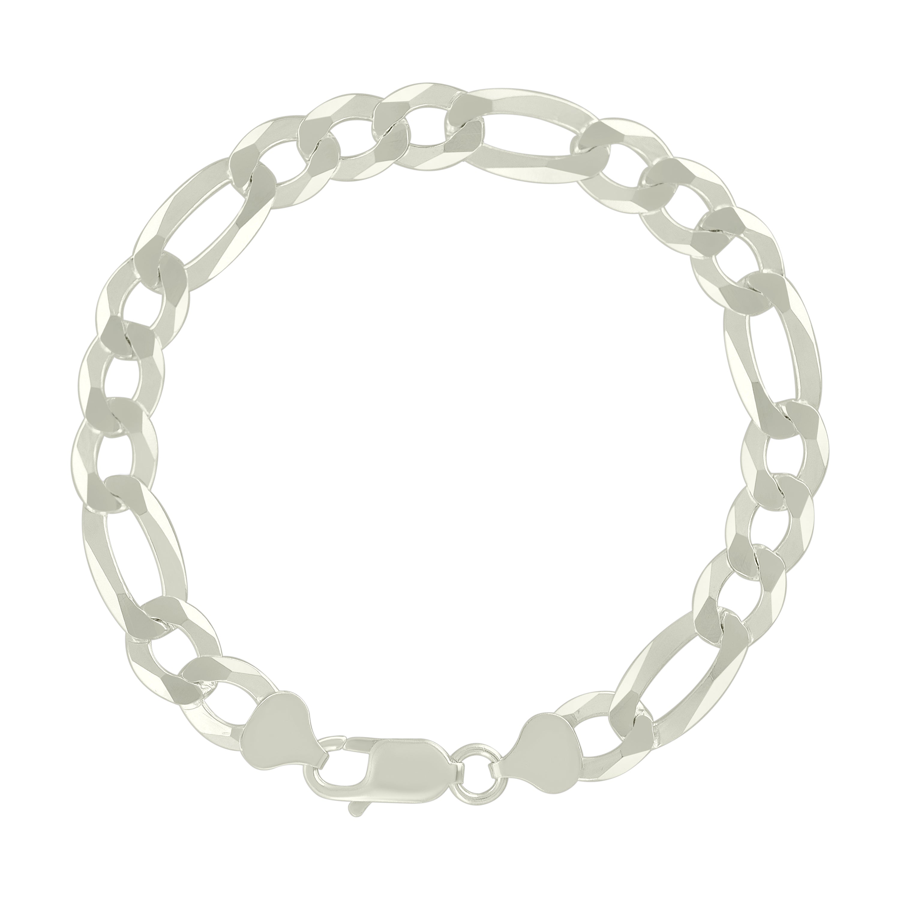 925 Sterling Silver Super Flat Figaro Chain Rhodium Plated 060 2.3mm