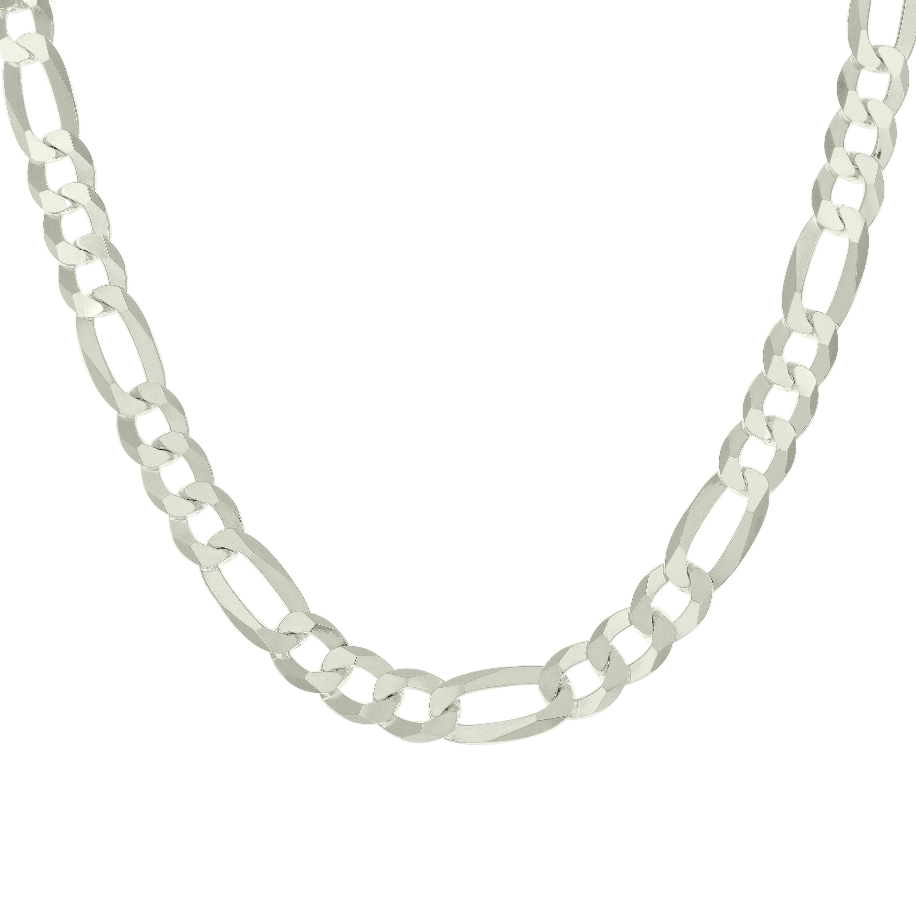 925 Sterling Silver Super Flat Figaro Chain Rhodium Plated 060 2.3mm