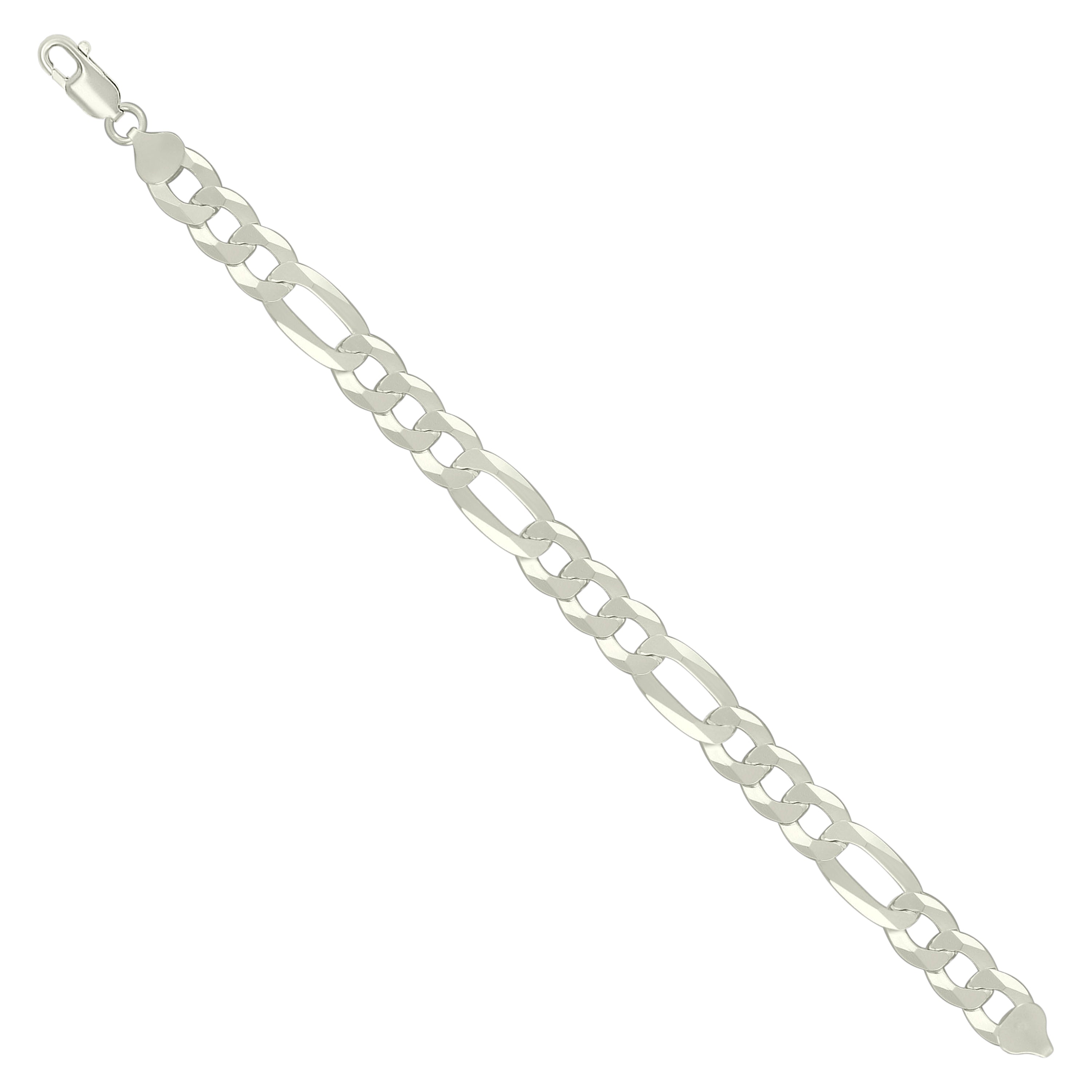 925 Sterling Silver Super Flat Figaro Chain Rhodium Plated 060 2.3mm