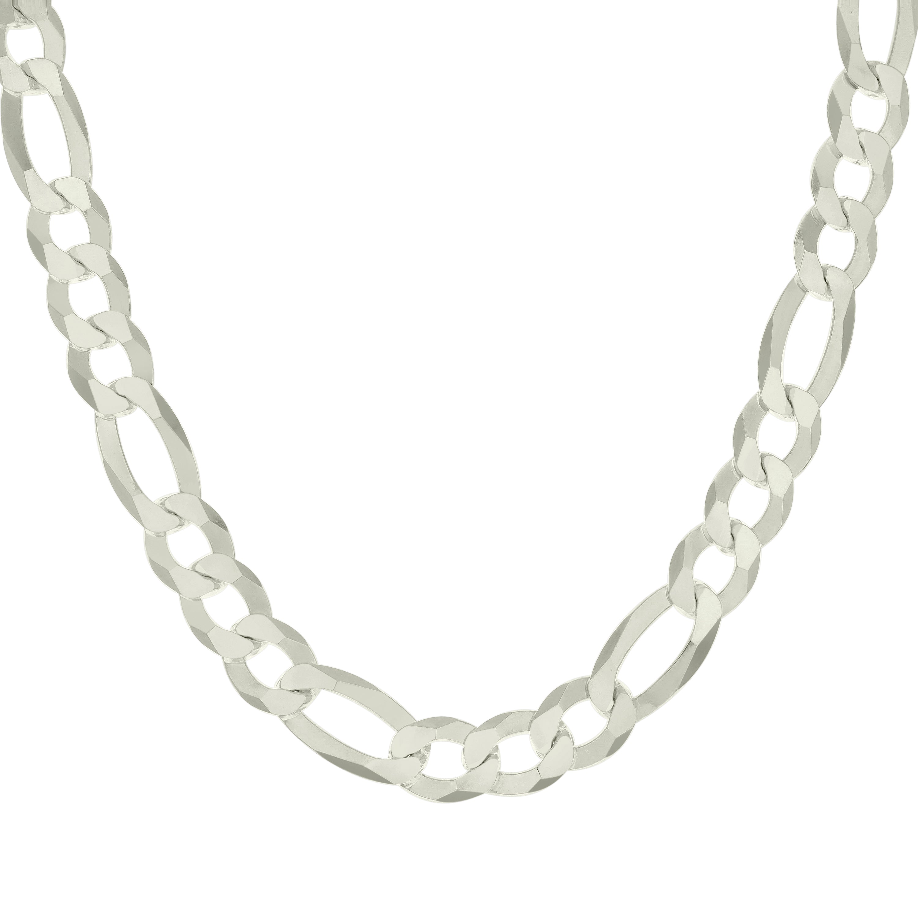 925 Sterling Silver Super Flat Figaro Chain Rhodium Plated 060 2.3mm