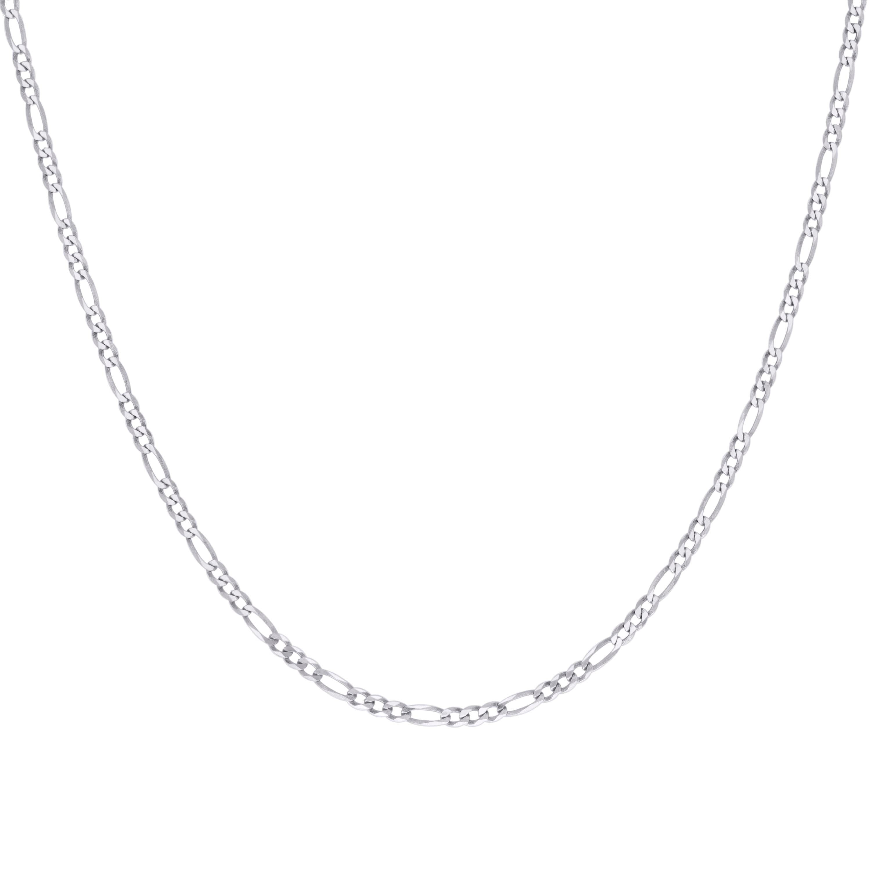 925 Sterling Silver Super Flat Figaro Chain Rhodium Plated 060 2.3mm