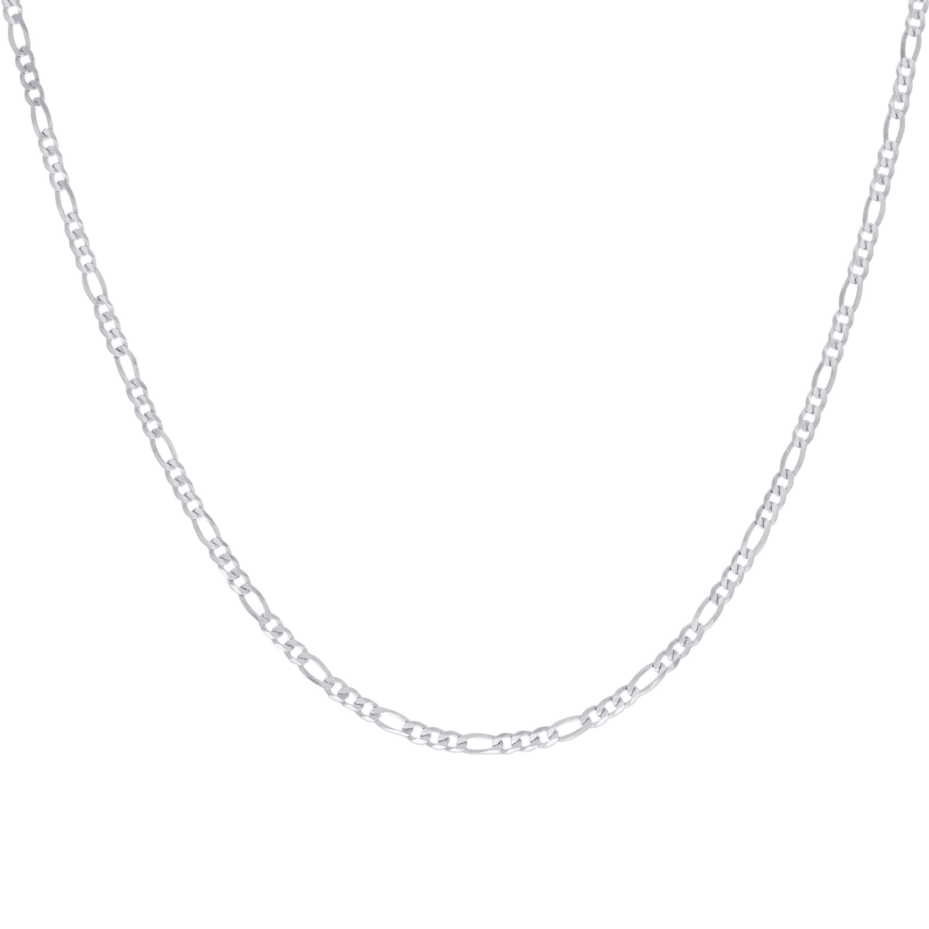925 Sterling Silver Super Flat Figaro Chain Rhodium Plated 060 2.3mm