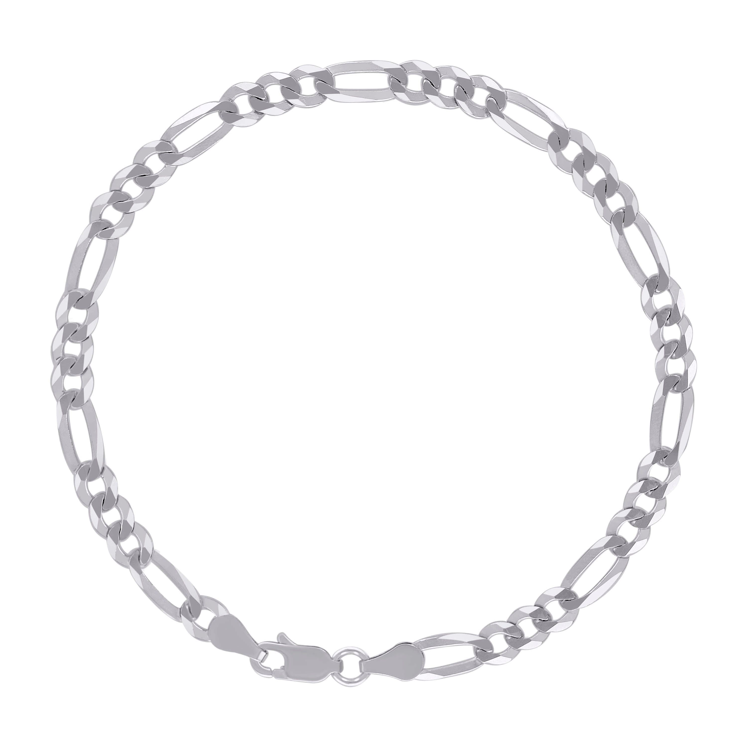 925 Sterling Silver Super Flat Figaro Chain Rhodium Plated 060 2.3mm