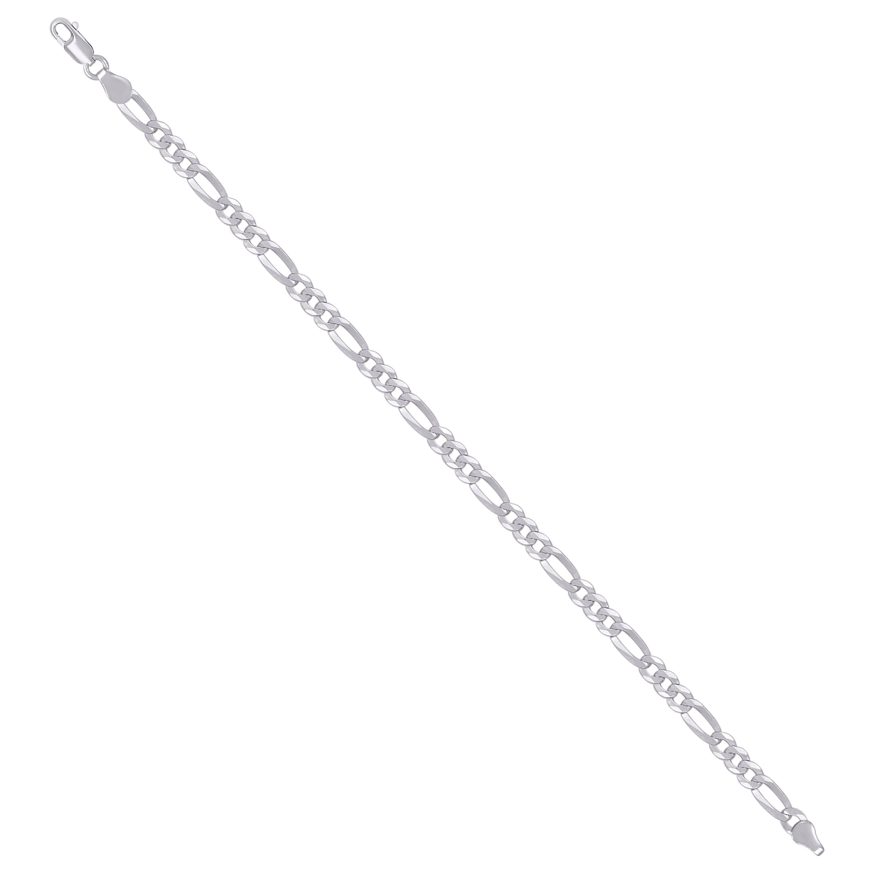 925 Sterling Silver Super Flat Figaro Chain Rhodium Plated 060 2.3mm