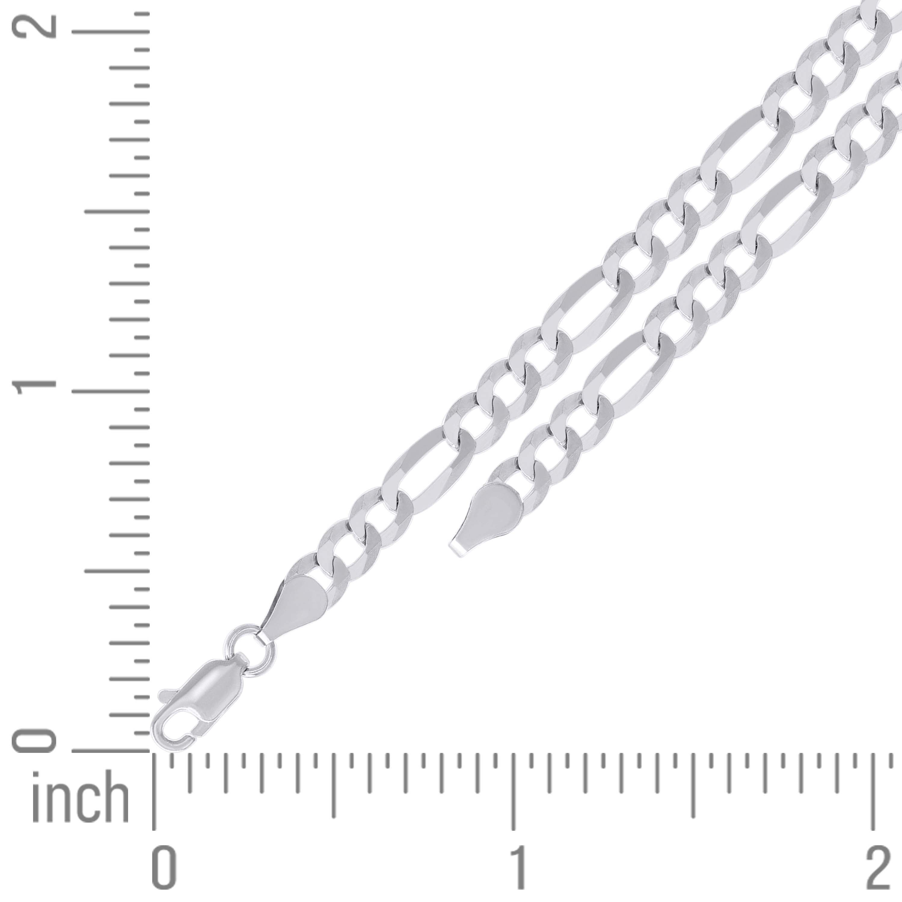 925 Sterling Silver Super Flat Figaro Chain Rhodium Plated 060 2.3mm