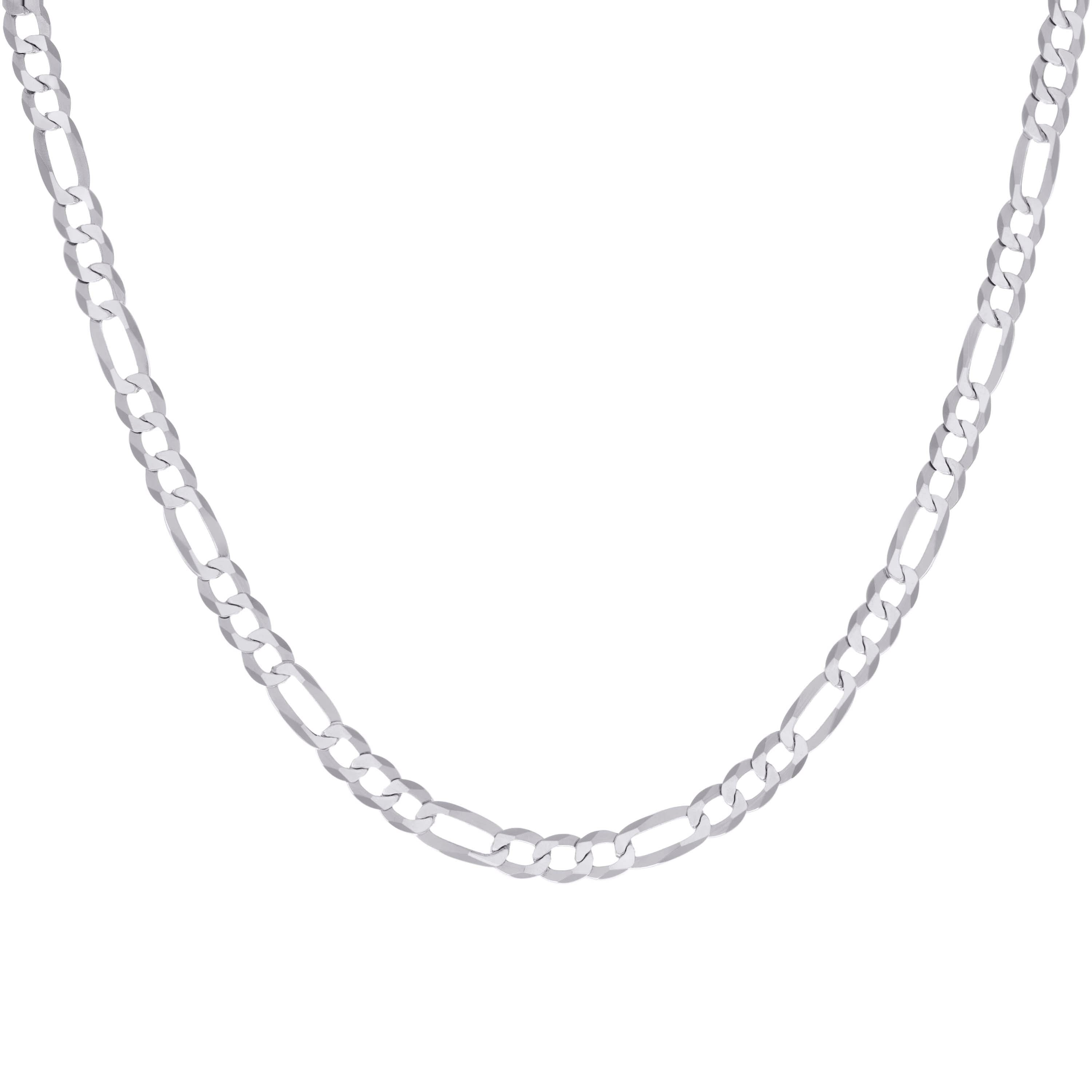 925 Sterling Silver Super Flat Figaro Chain Rhodium Plated 060 2.3mm
