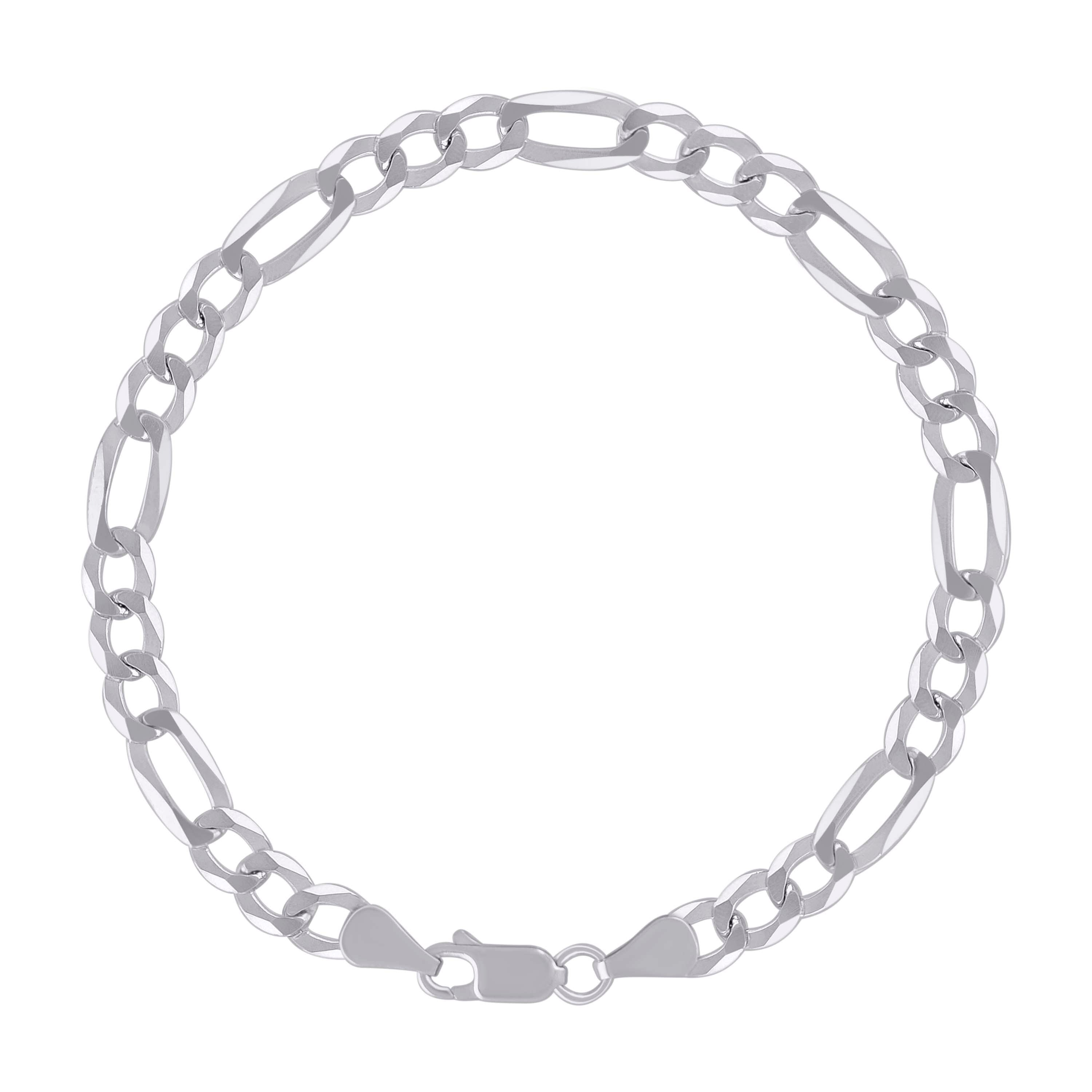 925 Sterling Silver Super Flat Figaro Chain Rhodium Plated 060 2.3mm