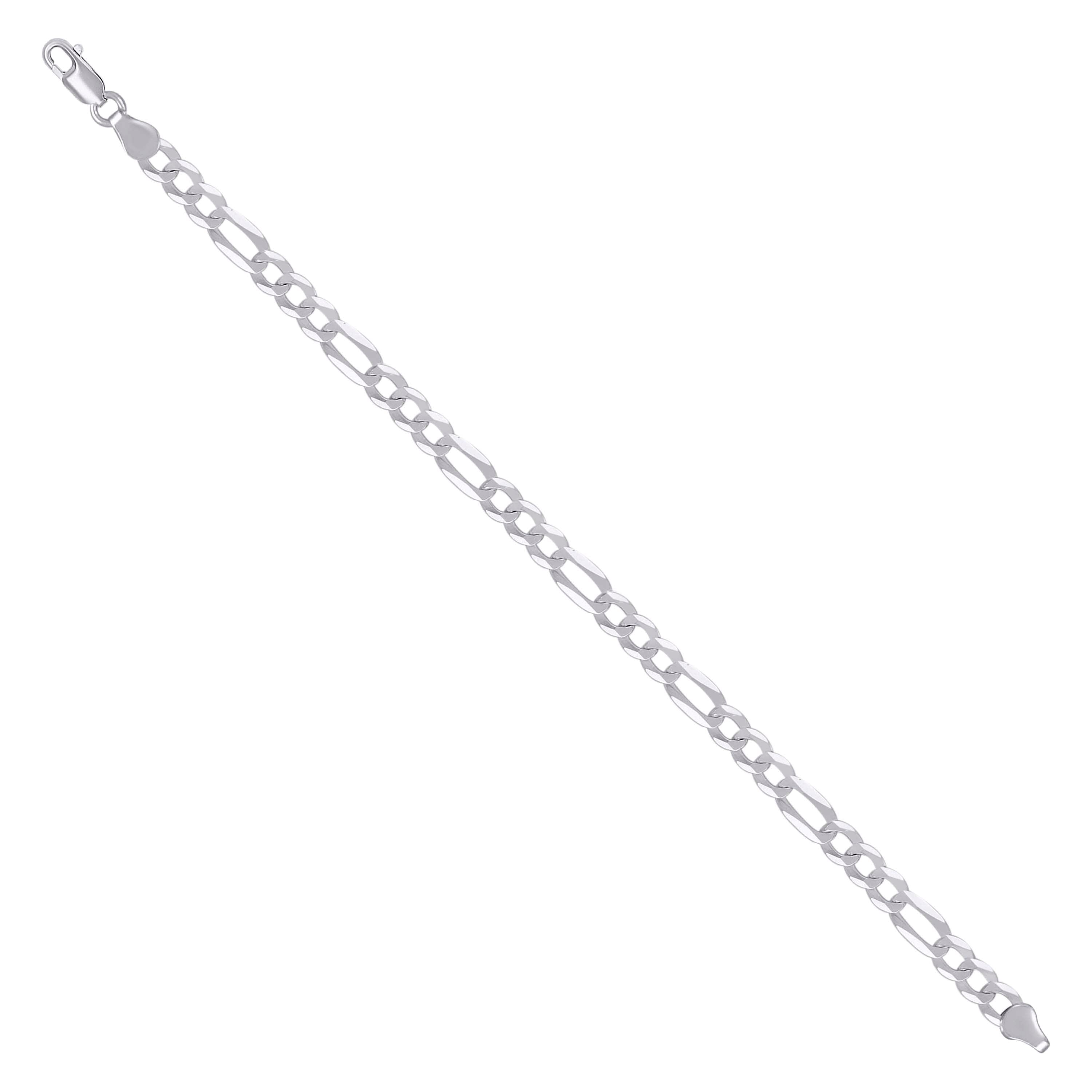 925 Sterling Silver Super Flat Figaro Chain Rhodium Plated 060 2.3mm