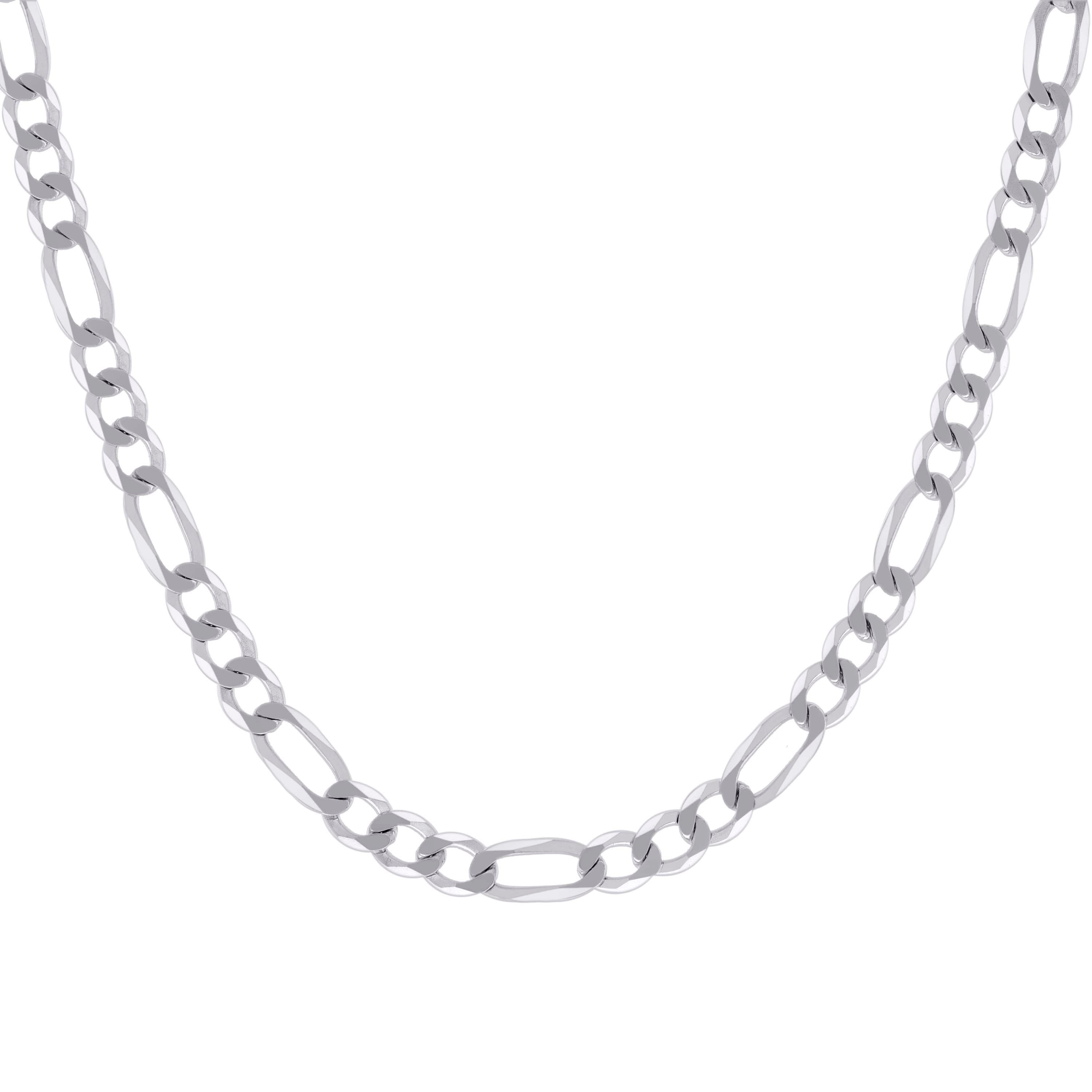 925 Sterling Silver Super Flat Figaro Chain Rhodium Plated 060 2.3mm