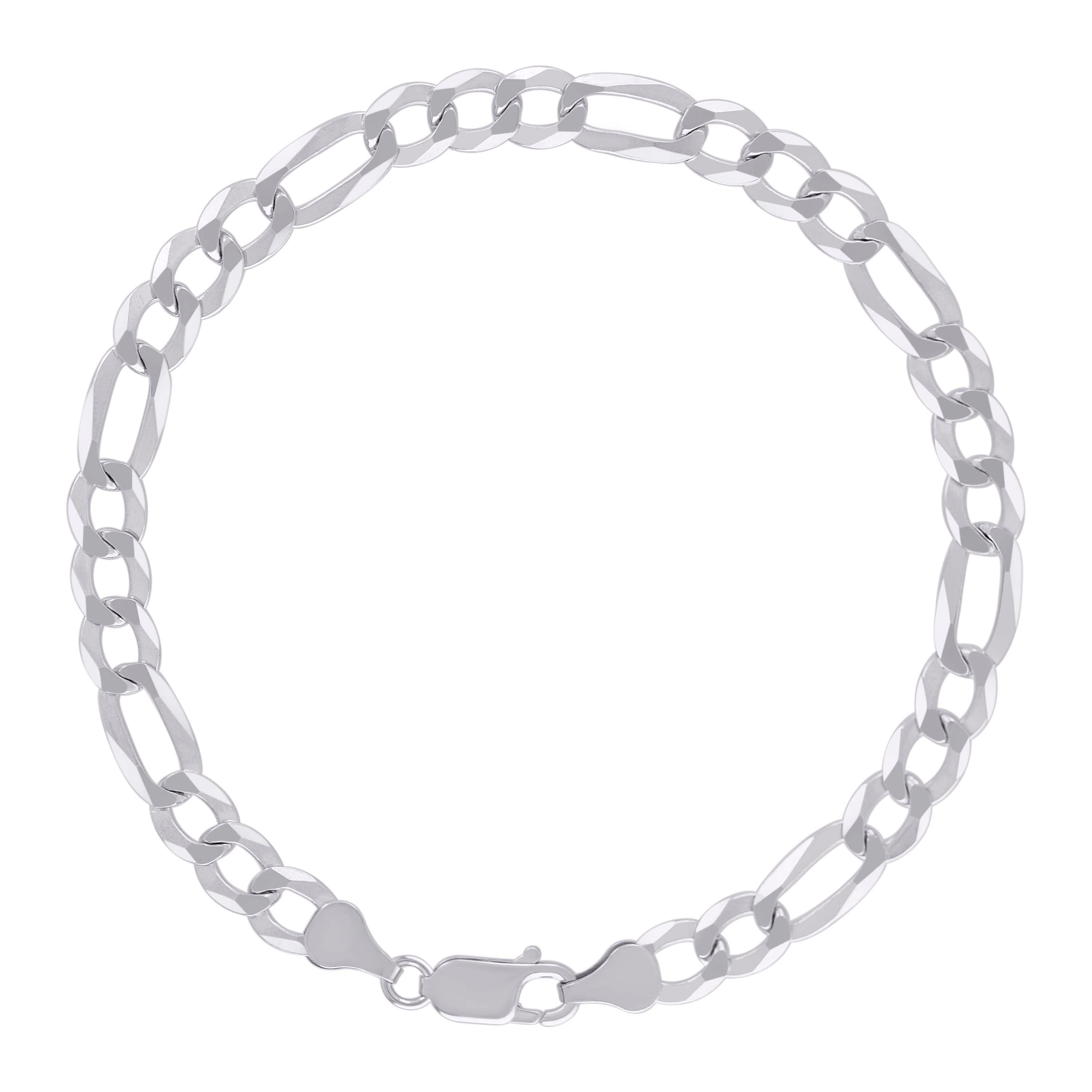 925 Sterling Silver Super Flat Figaro Chain Rhodium Plated 060 2.3mm