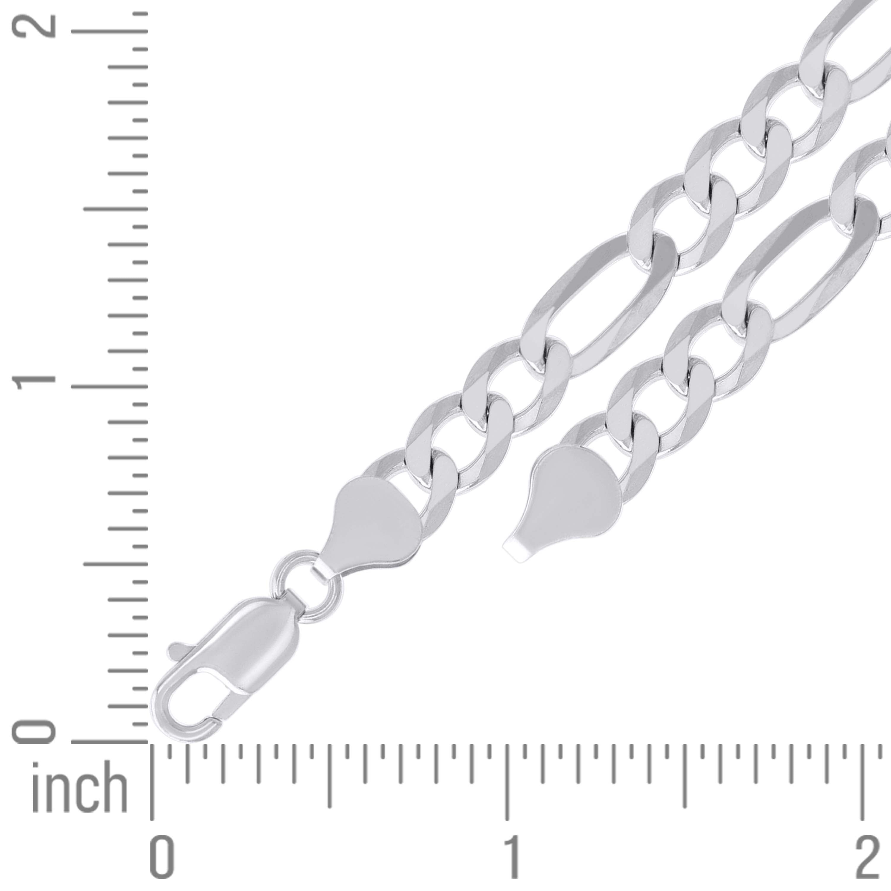 925 Sterling Silver Super Flat Figaro Chain Rhodium Plated 060 2.3mm