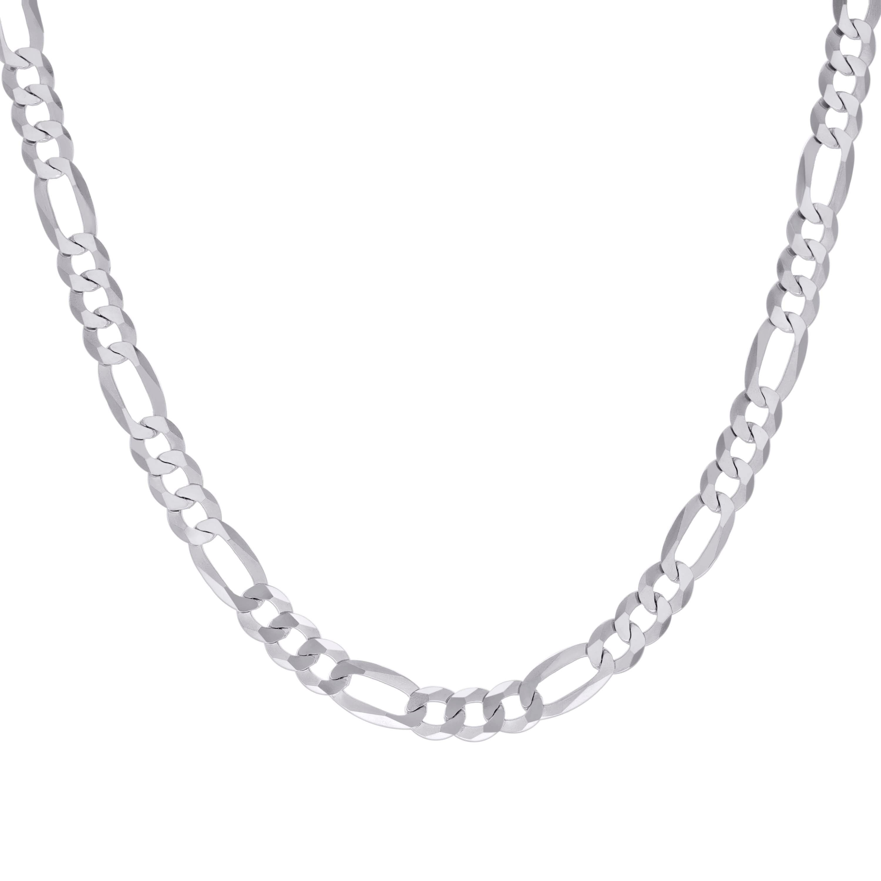 925 Sterling Silver Super Flat Figaro Chain Rhodium Plated 060 2.3mm