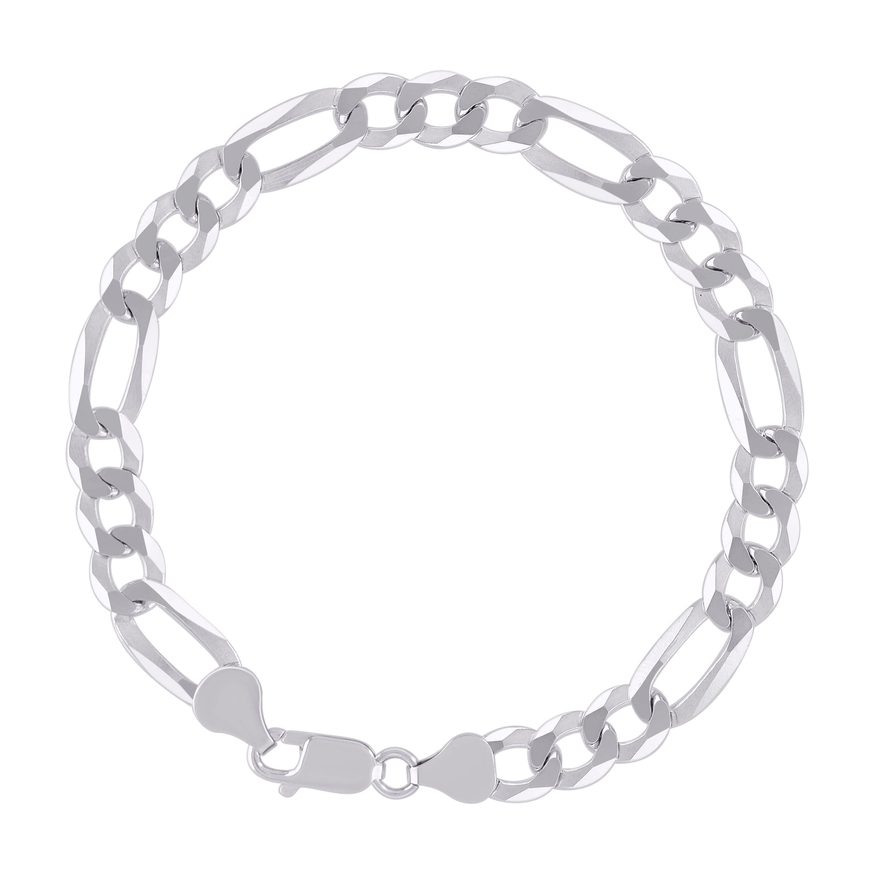 925 Sterling Silver Super Flat Figaro Chain Rhodium Plated 060 2.3mm