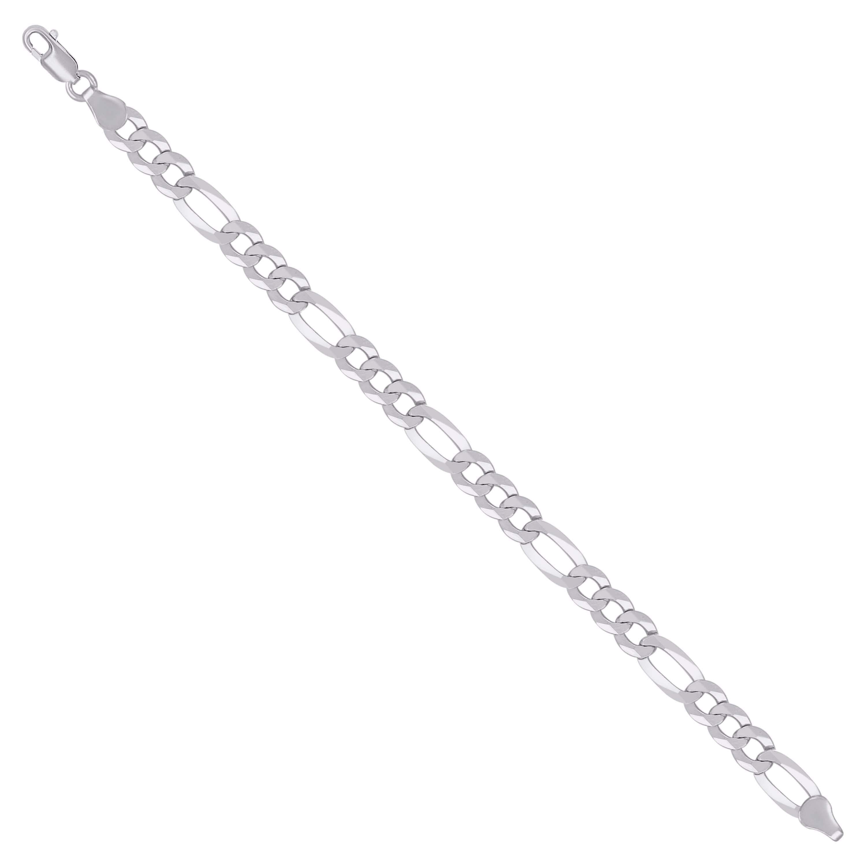925 Sterling Silver Super Flat Figaro Chain Rhodium Plated 060 2.3mm